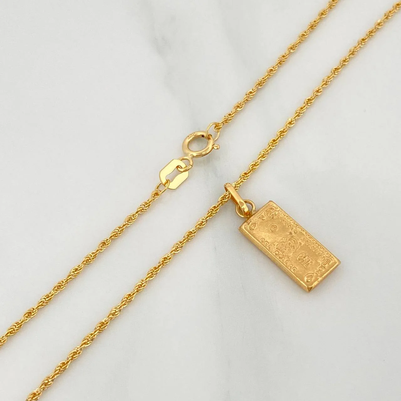Set Cadena Lazo + Dije One Dólar / 1.6gr / 50 cm Oro Amarillo 18K - Image 3