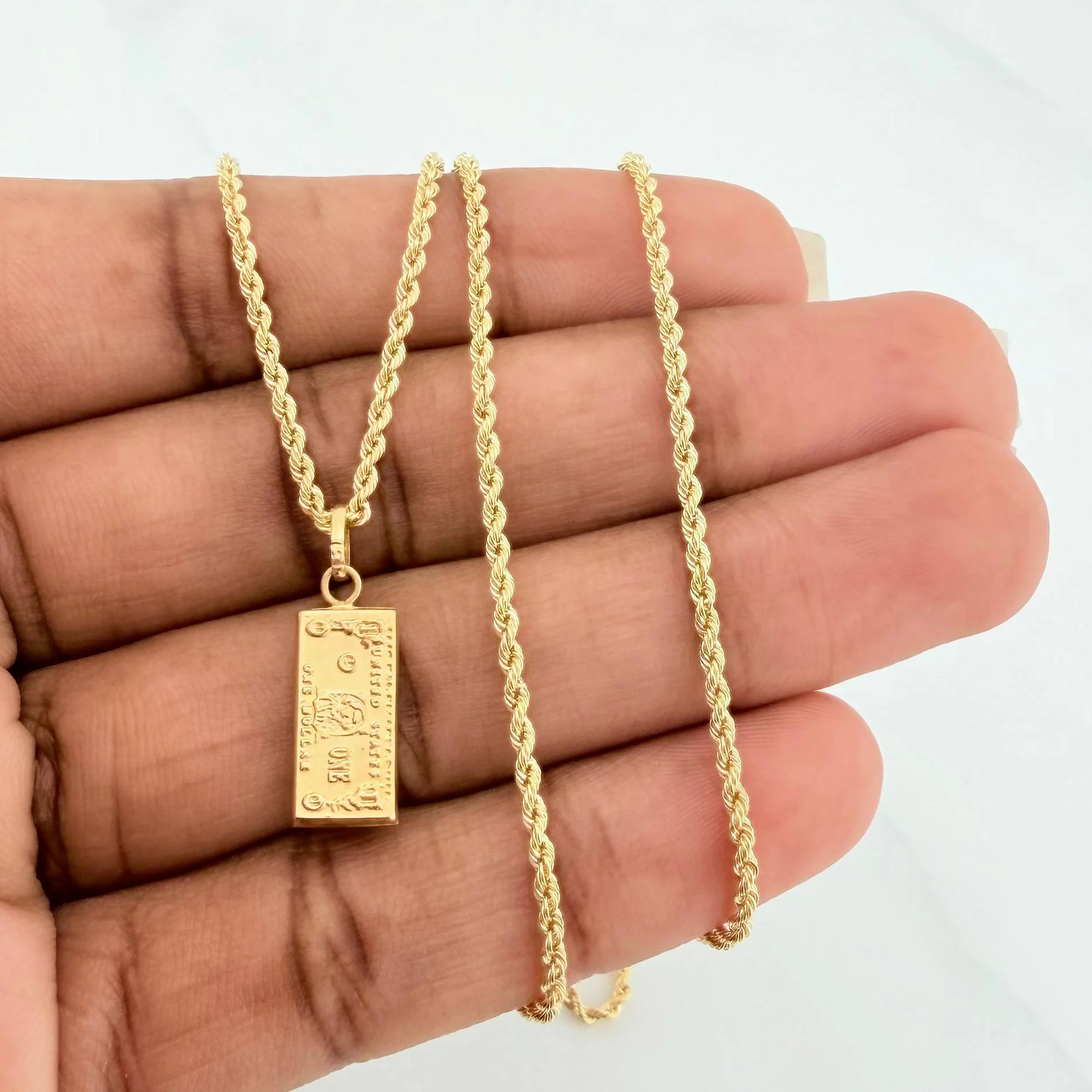 Set Cadena Lazo + Dije One Dolar / 3.55gr / 60.4 cm Oro Amarillo 18K - Image 5