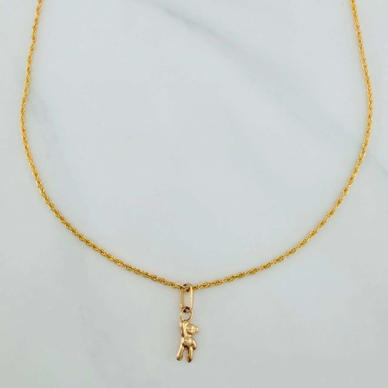 Set Cadena Lazo + Dije Oso / 1,1gr / 45 cm Oro Amarillo 18K - Image 2