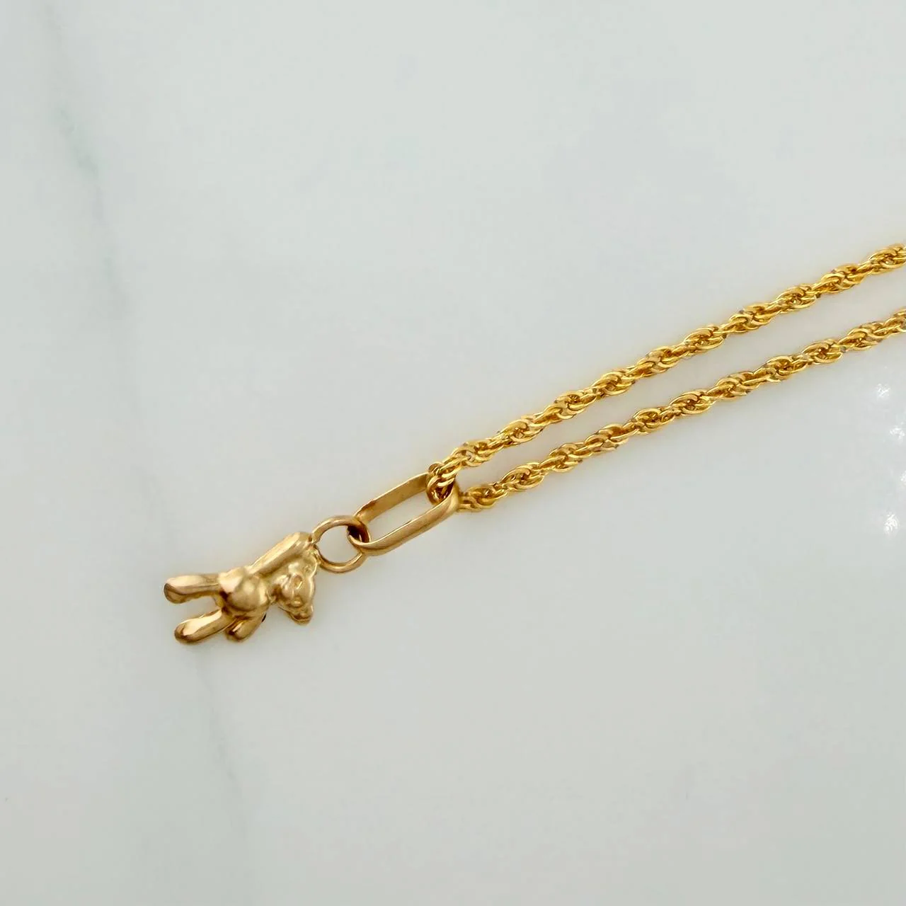Set Cadena Lazo + Dije Oso / 1,1gr / 45 cm Oro Amarillo 18K - Image 3