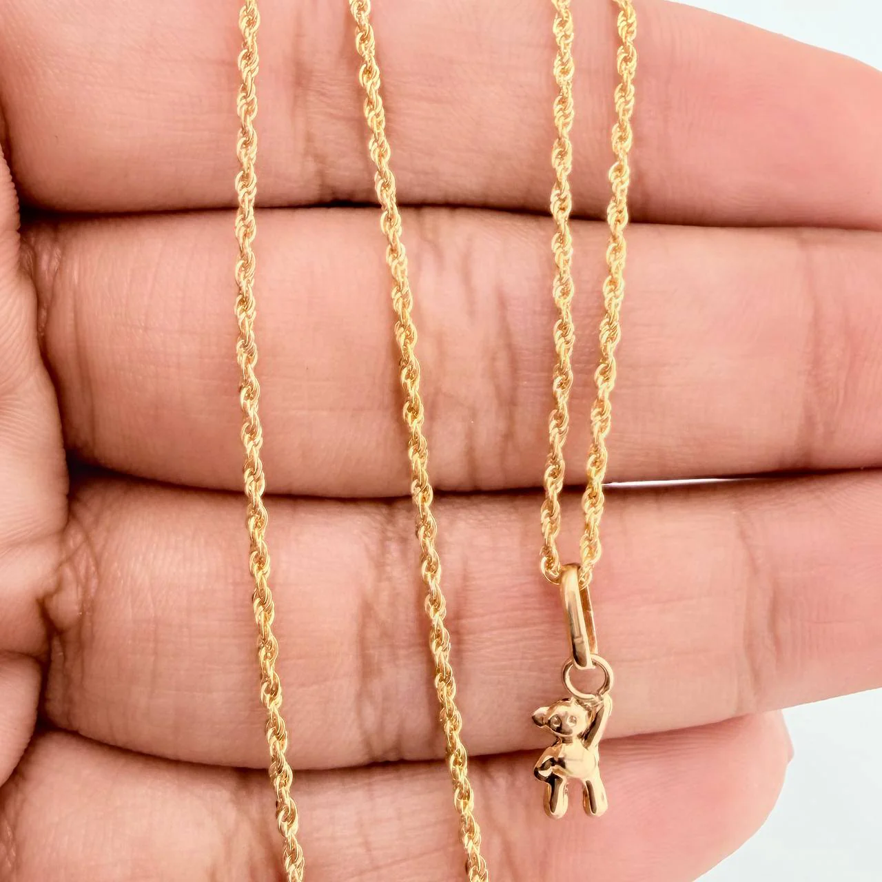 Set Cadena Lazo + Dije Oso / 1,1gr / 45 cm Oro Amarillo 18K - Image 4