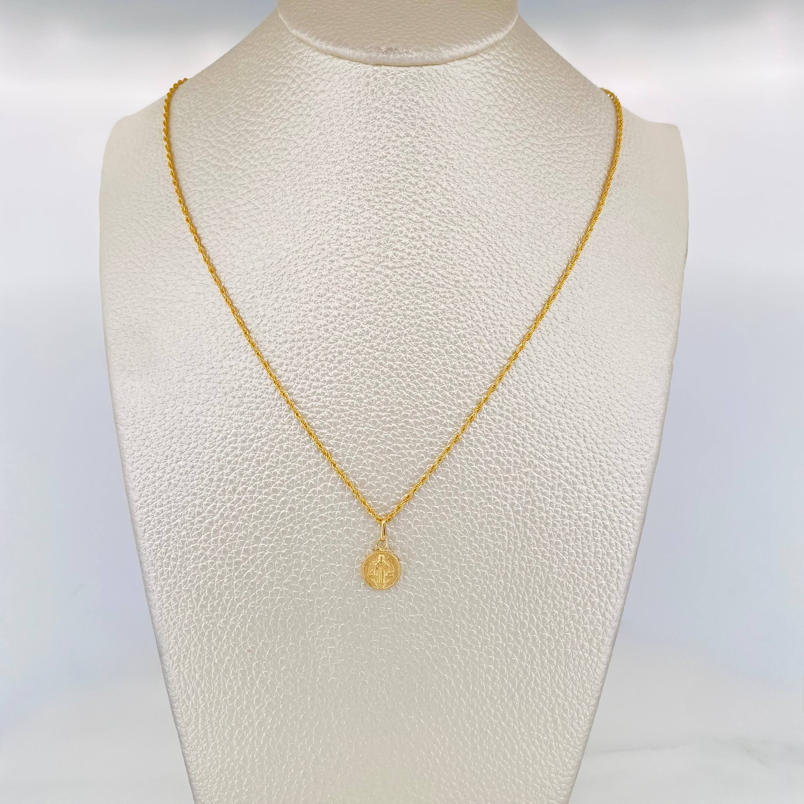 Set Cadena Lazo + Dije San Benito / 1.4 g / 50.05 cm Oro Amarillo 18K - Image 5