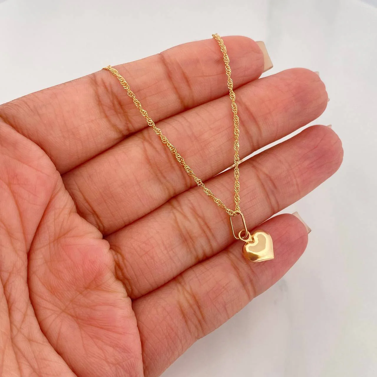 Set Cadena Singapur + Dije Corazon / 2.1 g / 45 cm Oro Amarillo 18K - Image 3