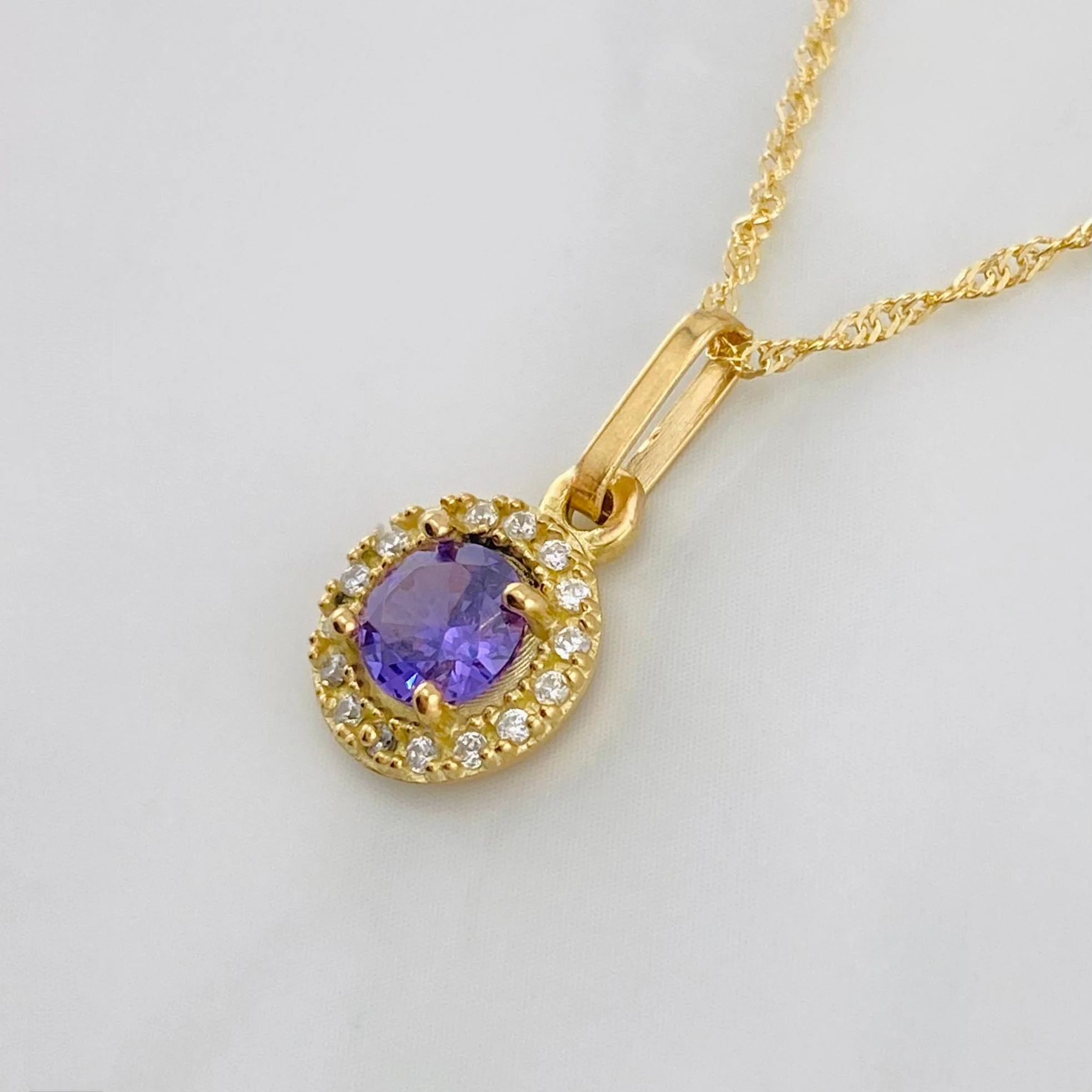 Set Cadena Singapur + Dije Halo / 2.35g / 44cm Oro Amarillo 18K - Image 2