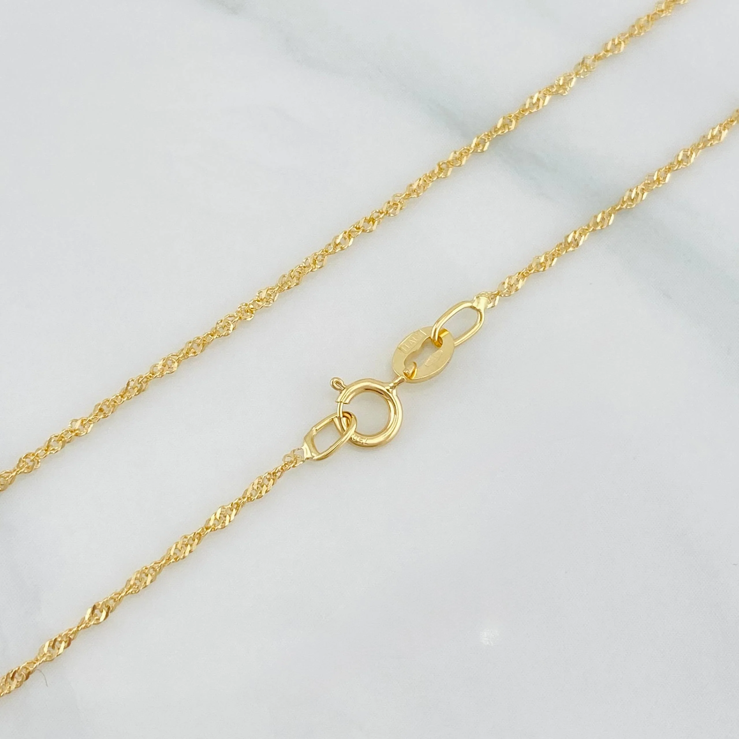 Set Cadena Singapur + Dije Halo / 2.35g / 45cm Oro Amarillo 18K - Image 3