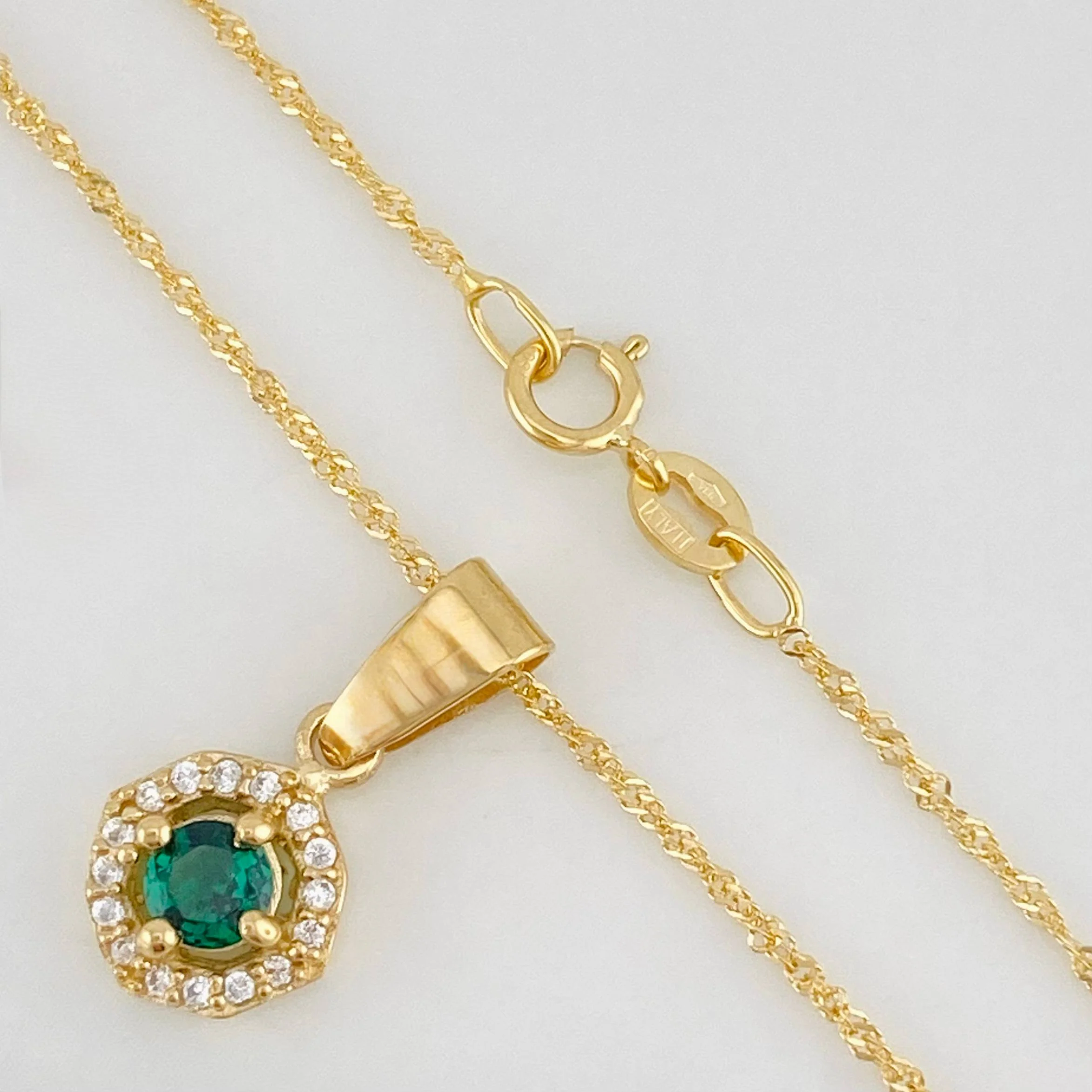 Set Cadena Singapur + Dije Halo / 2.3g / 44cm Oro Amarillo 18K - Image 3