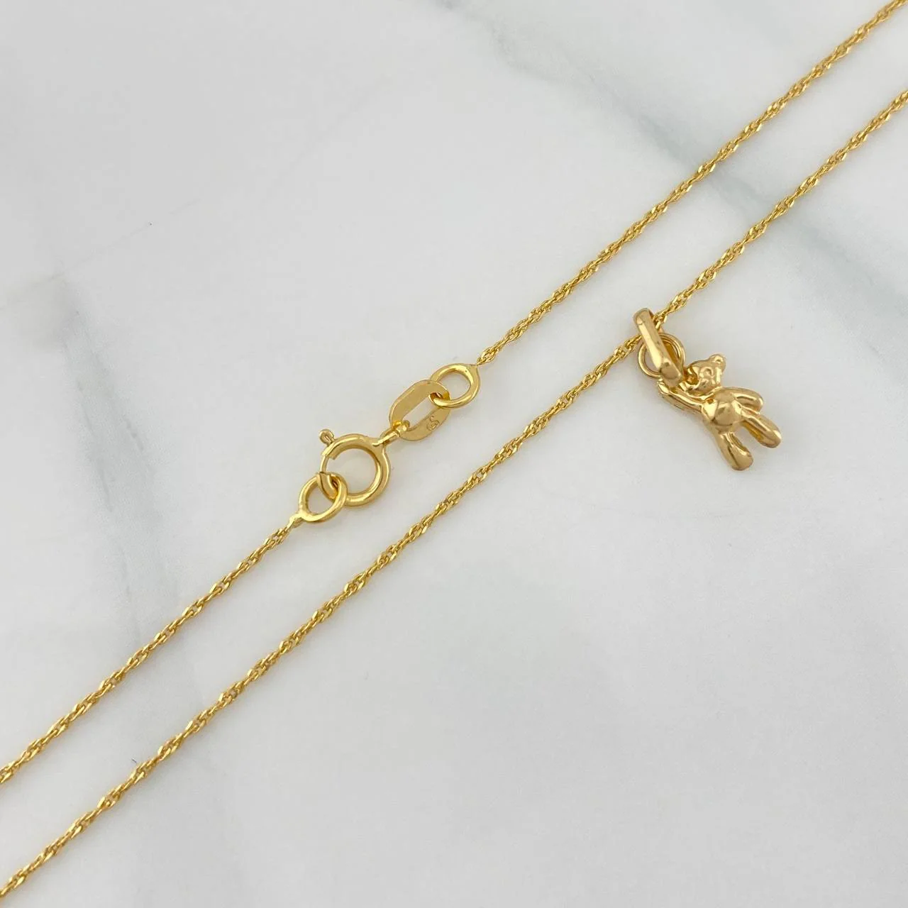 Set Cadena Singapur + Dije Oso / 1,15gr / 40.1 cm Oro Amarillo 18K - Image 3