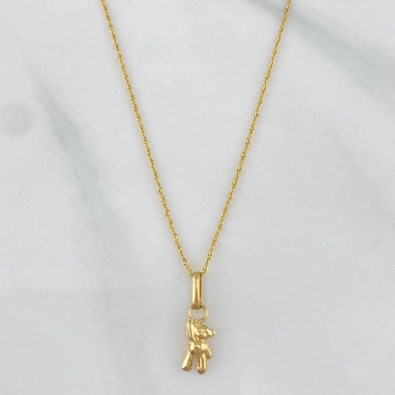 Set Cadena Singapur + Dije Oso / 1,25gr / 39.9 cm Oro Amarillo 18K