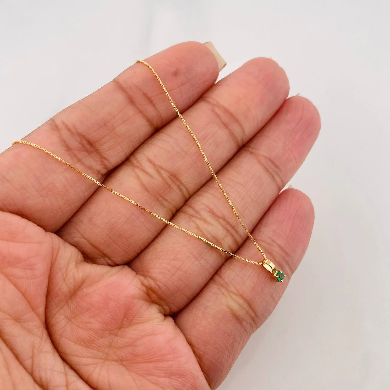 Set Cadena Veneciana + Dije Circulo Esmeralda 07Pts / 1.2 g / 45 cm Oro Amarillo 18K - Image 4