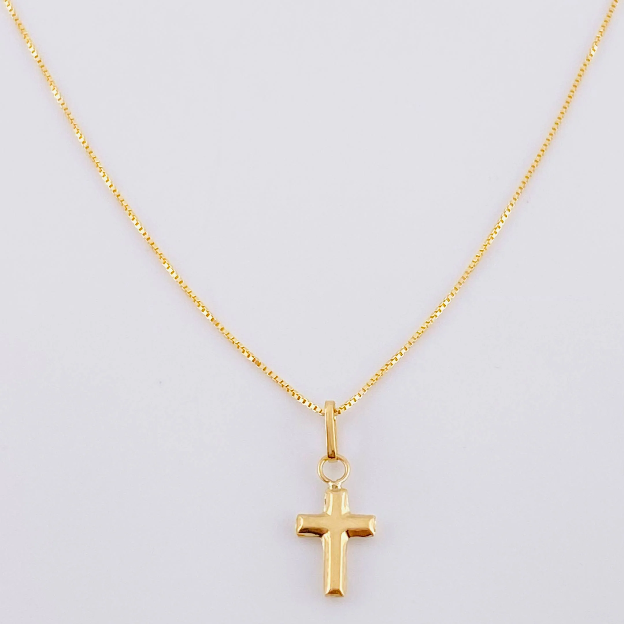 Set Cadena Veneciana + Dije Cruz / 1.3 g / 50.5 cm Oro Amarillo 18K