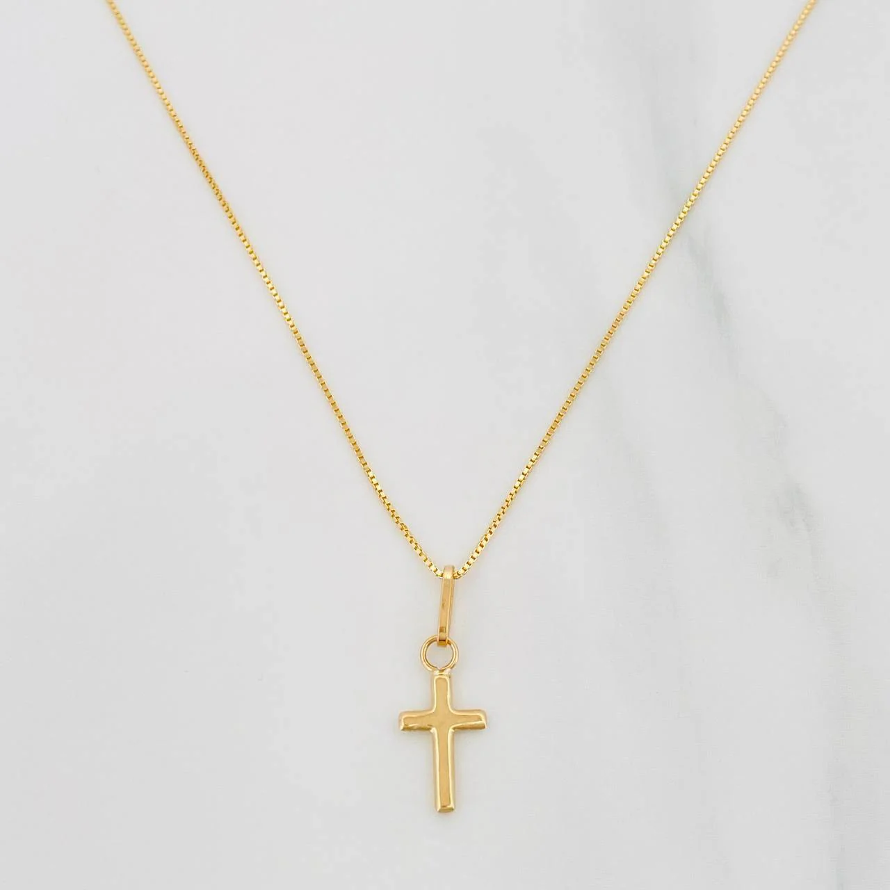 Set Cadena Veneciana + Dije Cruz / 1.35 g / 45 cm Oro Amarillo 18K