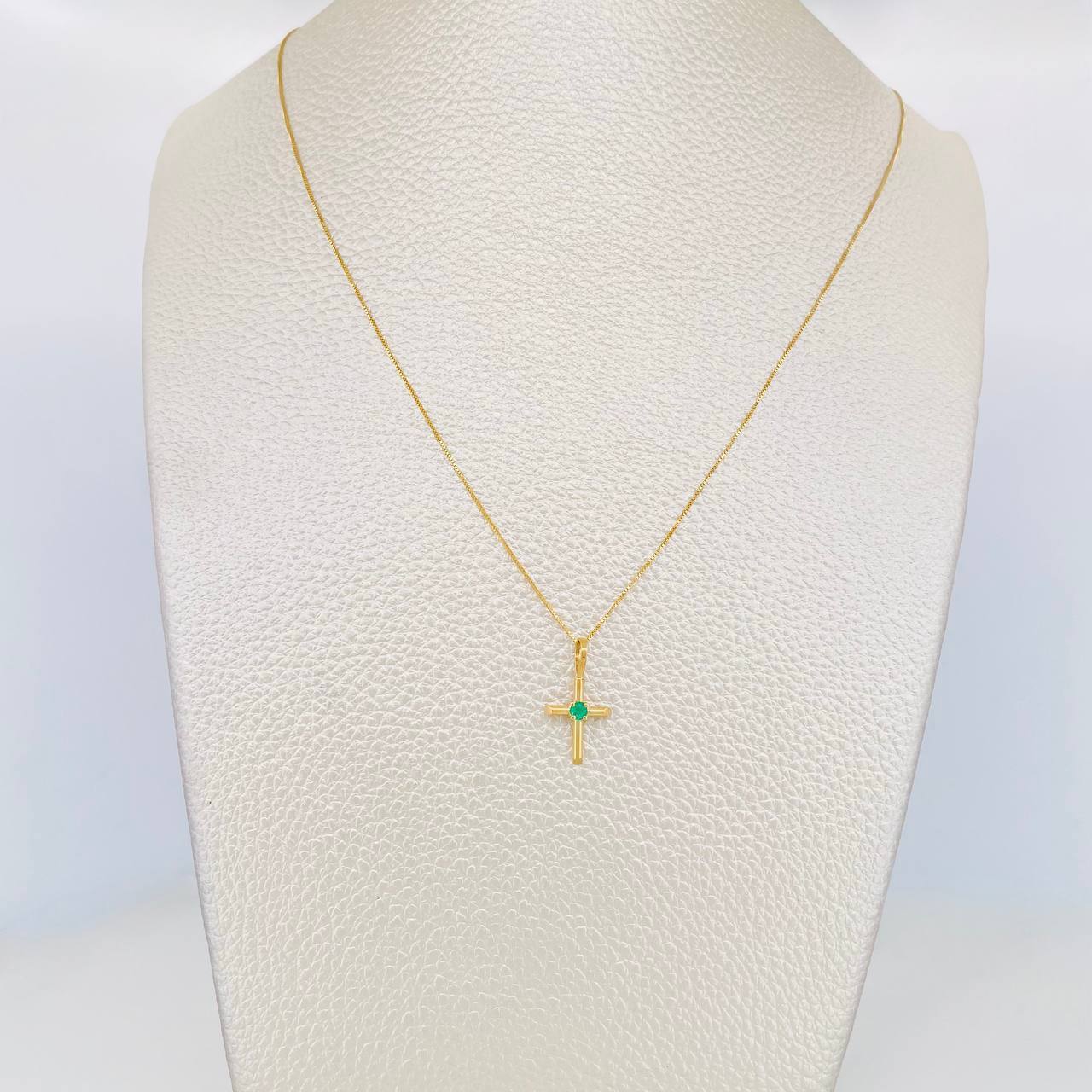 Set Cadena Veneciana + Dije Cruz Esmeralda 06Pts / 1.3 g / 50 cm Oro Amarillo 18K - Image 5