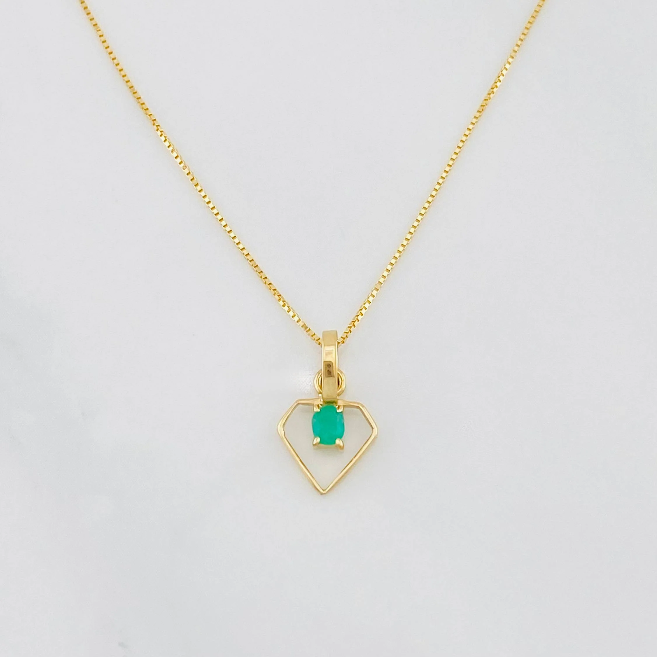 Set Cadena Veneciana + Dije Diamante Esmeralda 0.06pts / 1.3g / 40cm Oro Amarillo 18K