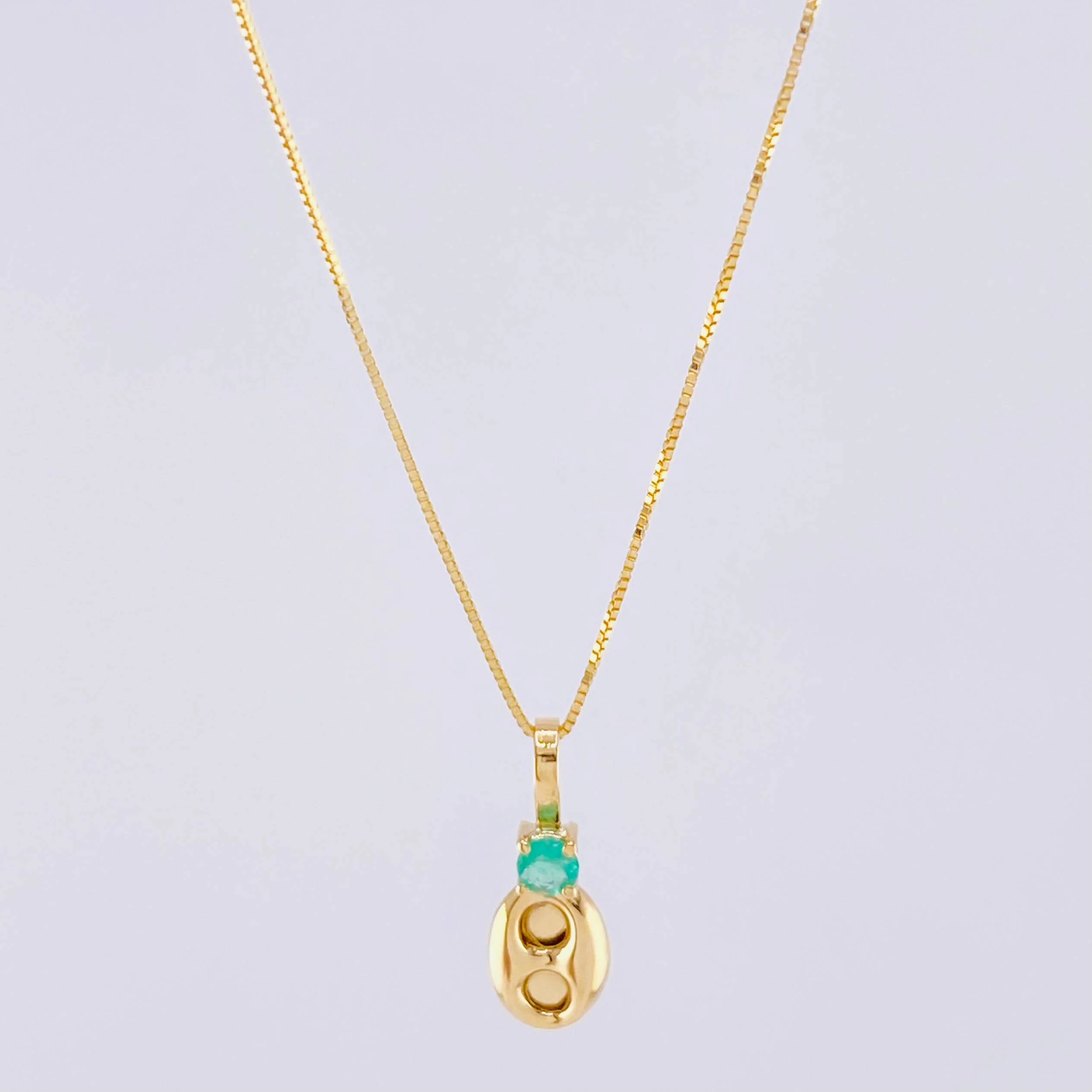 Set Cadena Veneciana + Dije Gc Esmeralda Pts 6 / 1.15 g / 45 cm Oro Amarillo 18K