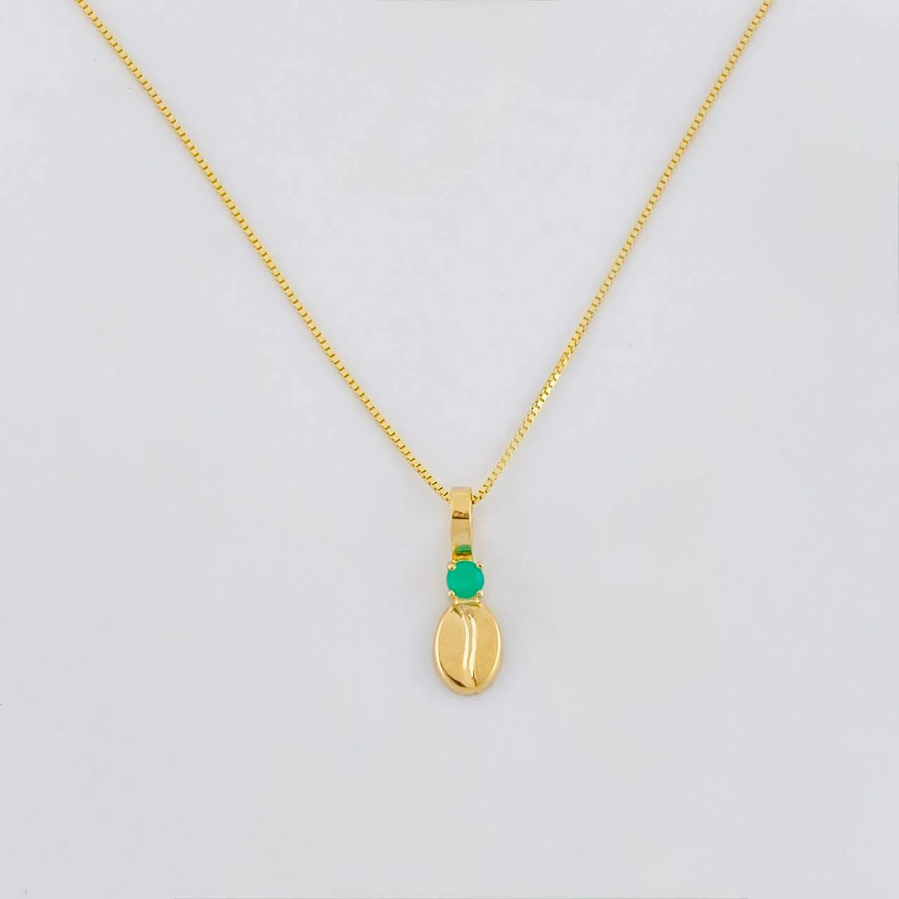 Set Cadena Veneciana + Dije Grano Cafe Esmeralda3 Pts / 1.05 g / 45 cm Oro Amarillo 18K