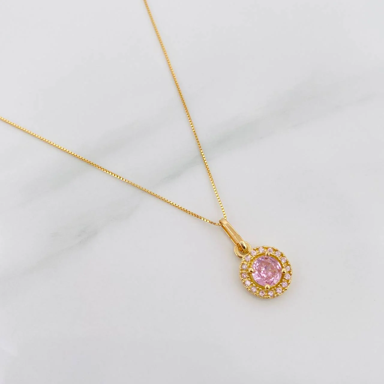 Set Cadena Veneciana + Dije Halo / 2.15 g / 45 cm Oro Amarillo 18K - Image 2