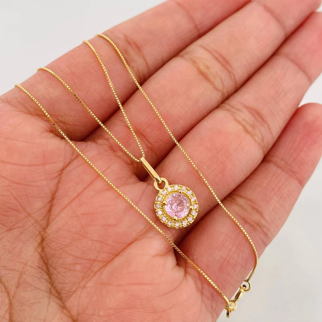 Set Cadena Veneciana + Dije Halo / 2.15 g / 45 cm Oro Amarillo 18K - Image 4