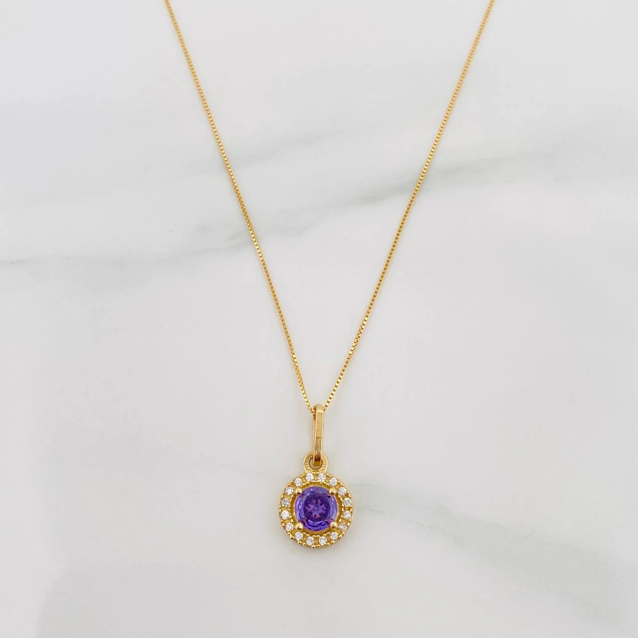 Set Cadena Veneciana + Dije Halo / 2.2 g / 45 cm Oro Amarillo 18K
