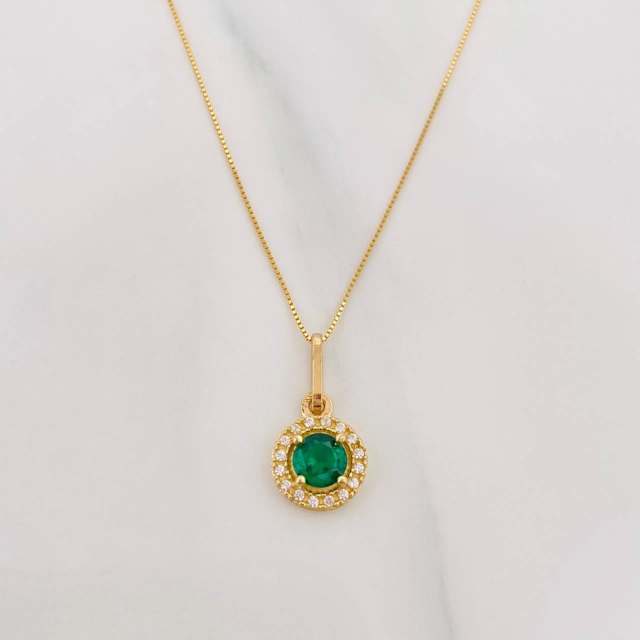 Set Cadena Veneciana + Dije Halo Circulo / 2.15 g / 45.3 cm Oro Amarillo 18K