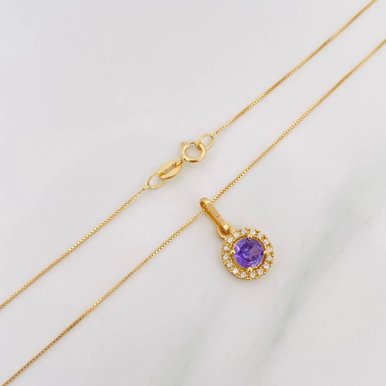 Set Cadena Veneciana + Dije Halo Circulo / 2.2 g / 45.2 cm Oro Amarillo 18K - Image 3