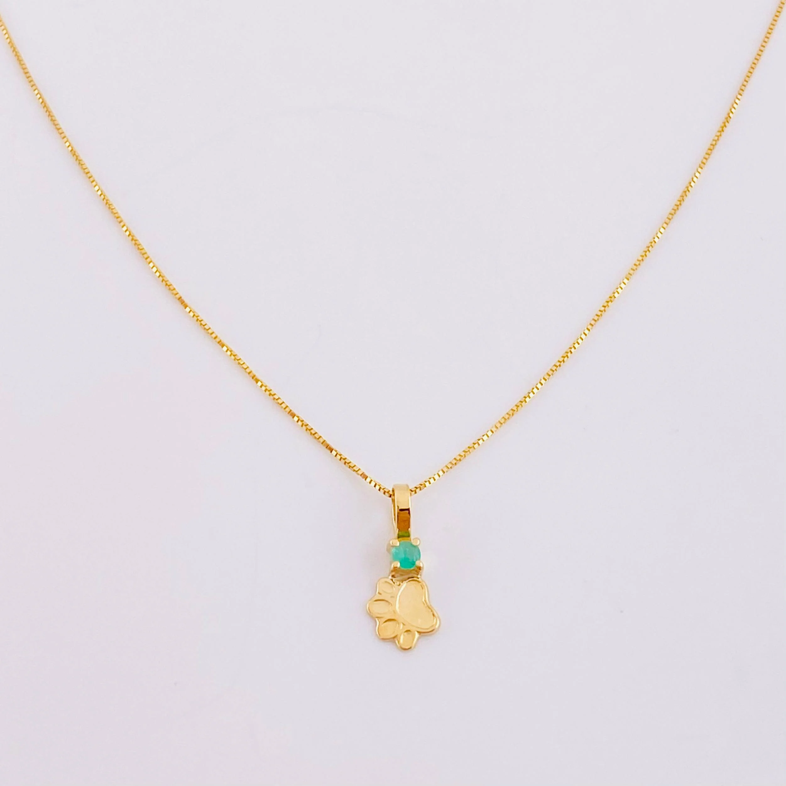 Set Cadena Veneciana + Dije Huellita Esmeralda 3 Pts / 1 g / 45 cm Oro Amarillo 18K - Image 2