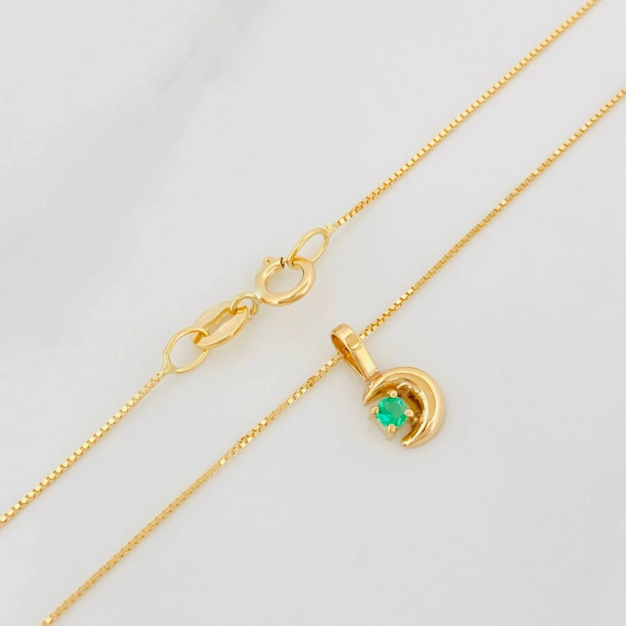 Set Cadena Veneciana + Dije Luna Esmeralda 06Pts / 1.2 g / 50 cm Oro Amarillo 18K - Image 3