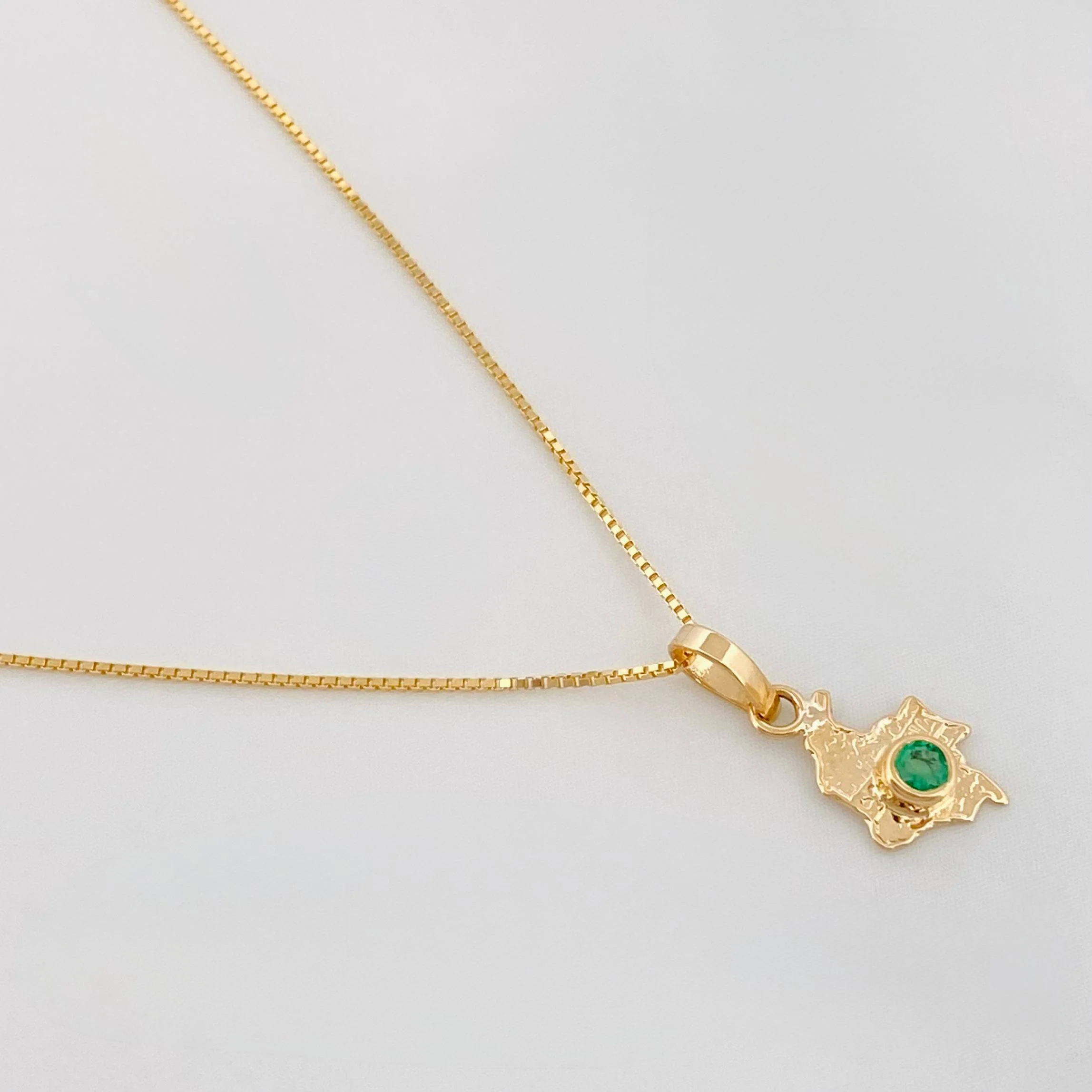 Set Cadena Veneciana + Dije Mapa Esmeralda 03Pts / 1.2 g / 45 cm Oro Amarillo 18K - Image 2