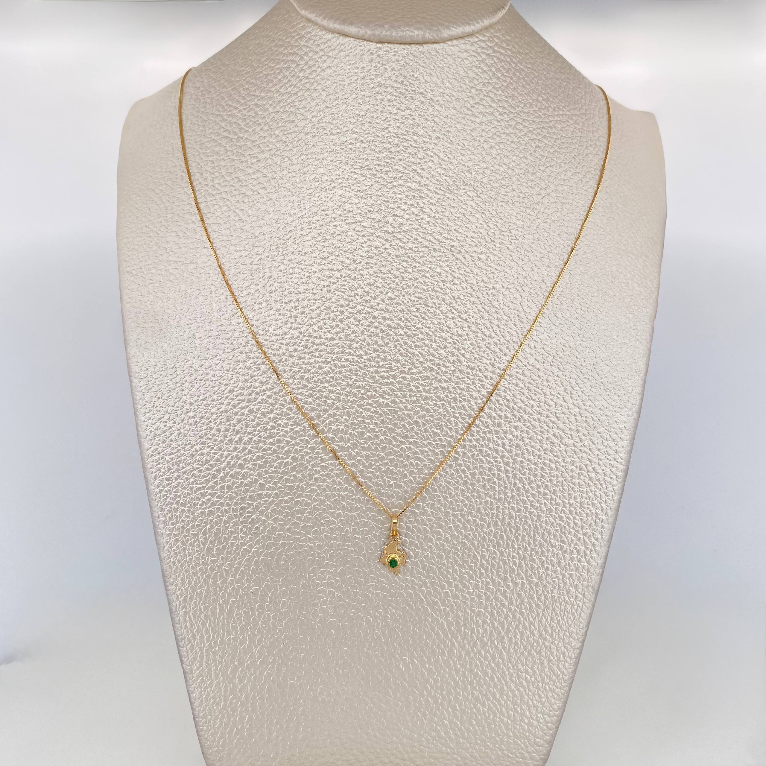 Set Cadena Veneciana + Dije Mapa Esmeralda 03Pts / 1.2 g / 45 cm Oro Amarillo 18K - Image 5