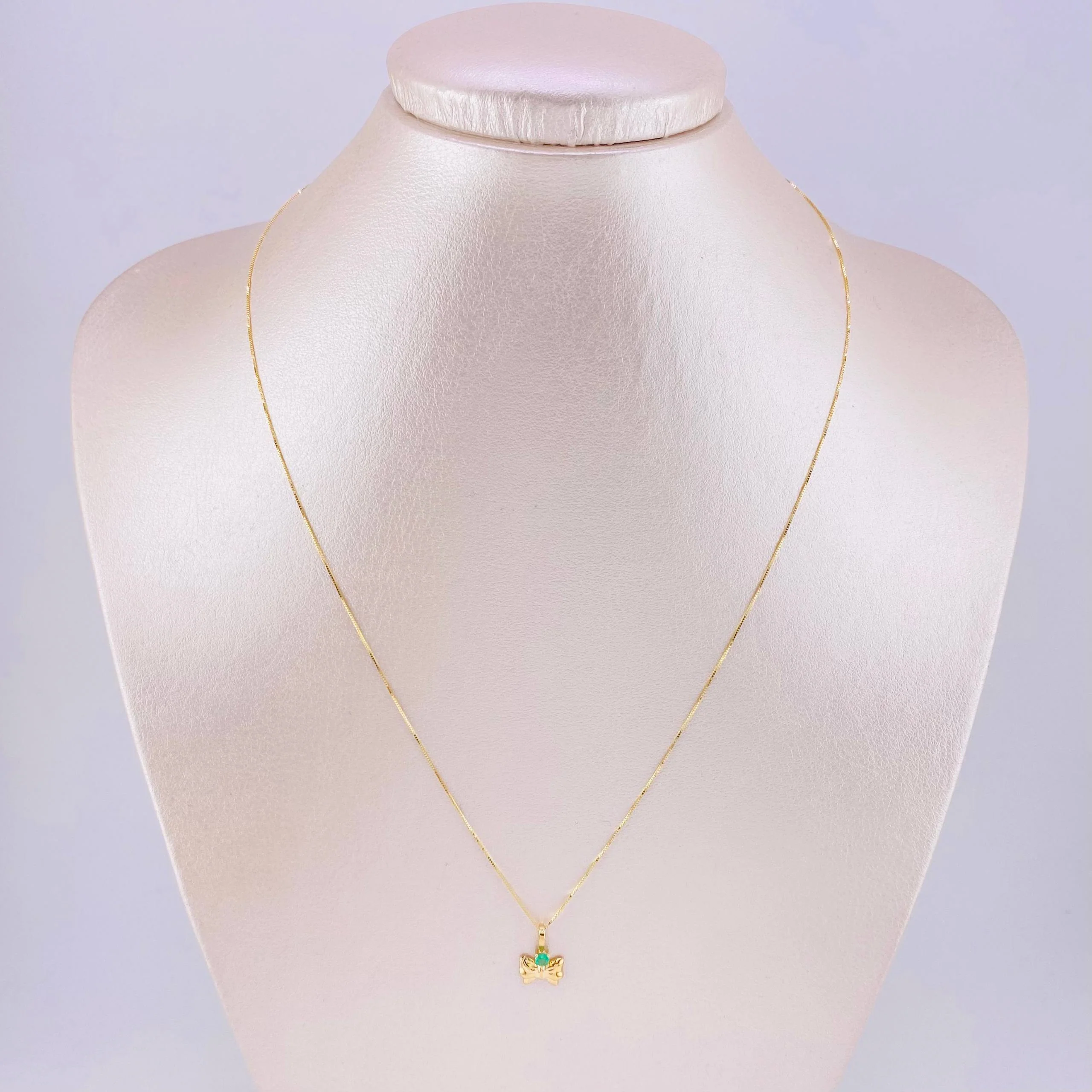Set Cadena Veneciana + Dije Moño Esmeralda 6 Pts / 1.2 g / 45 cm Oro Amarillo 18K - Image 3