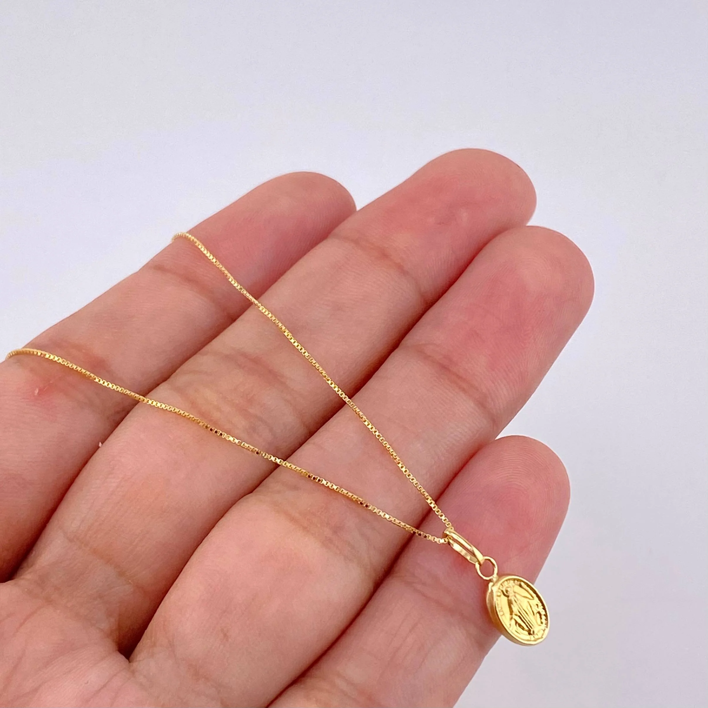 Set Cadena Veneciana + Dije Virgen De La Milagrosa / 1.3 g / 40.3 cm Oro Amarillo 18K - Image 5