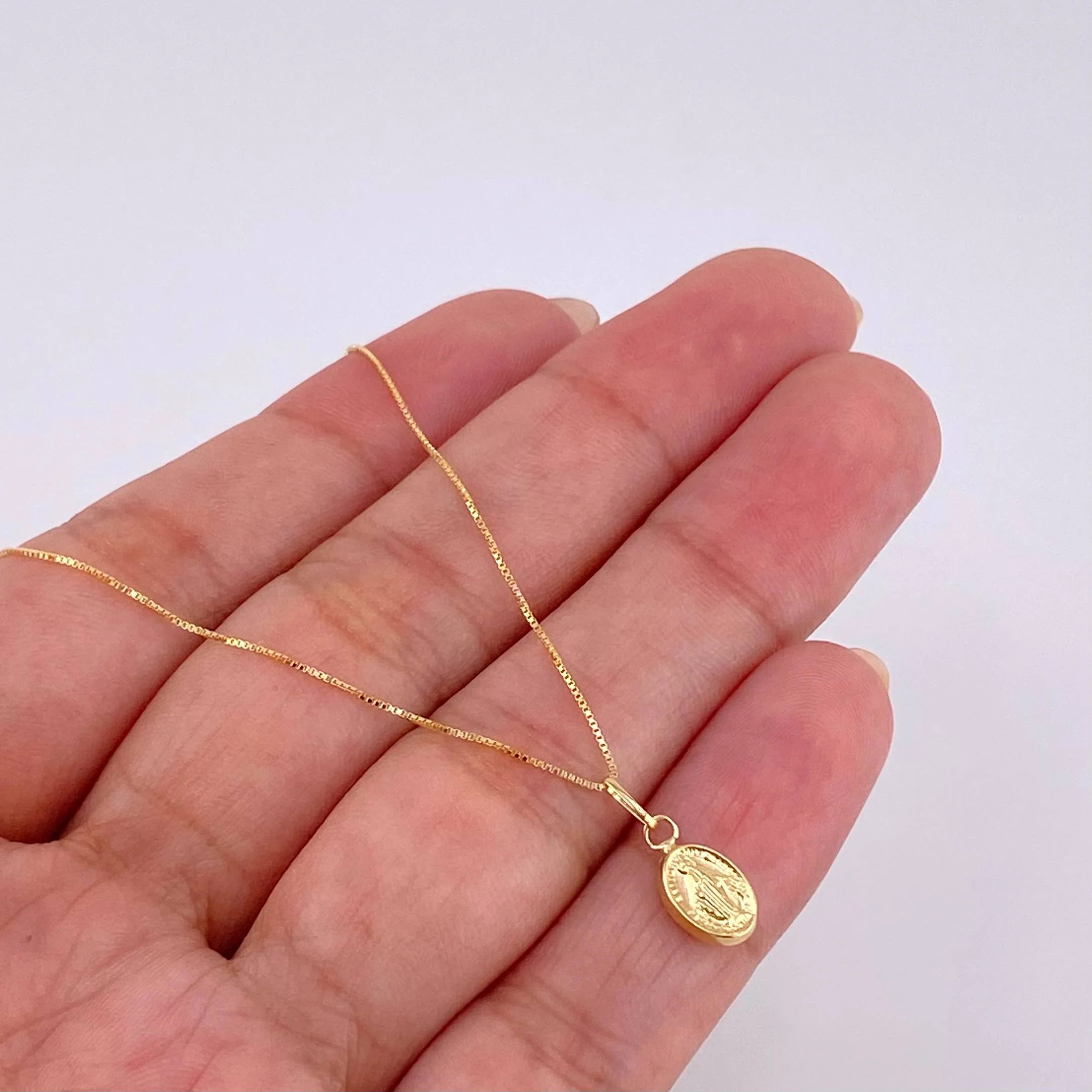 Set Cadena Veneciana + Dije Virgen Milagrosa / 1.15 g / 45.1 cm Oro Amarillo 18K - Image 5