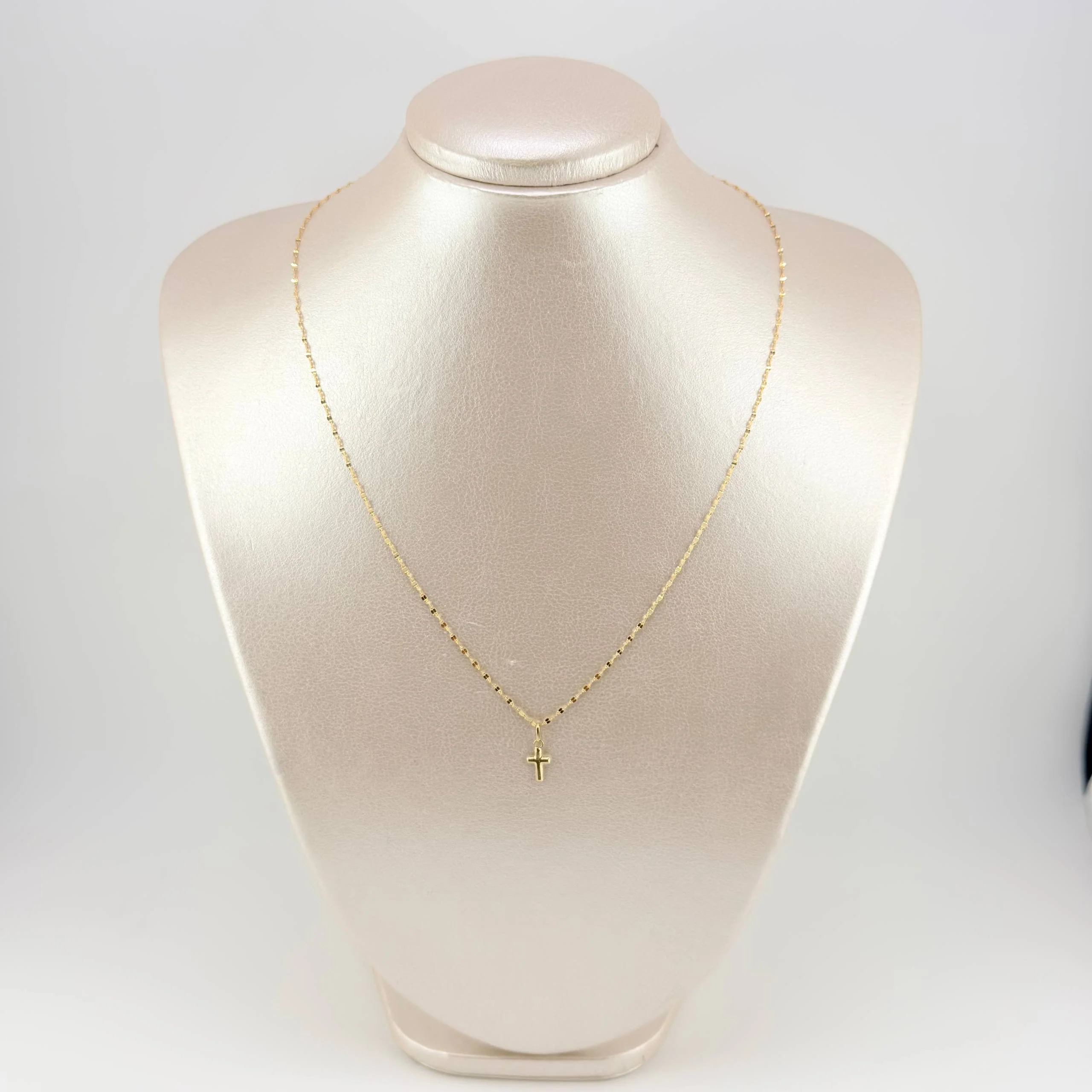 Set Cadena y Dije Flor Espejo + Cruz 1.15gr / 45cm / 1.3mm Oro Amarillo 18K (Oferta) * - Image 6
