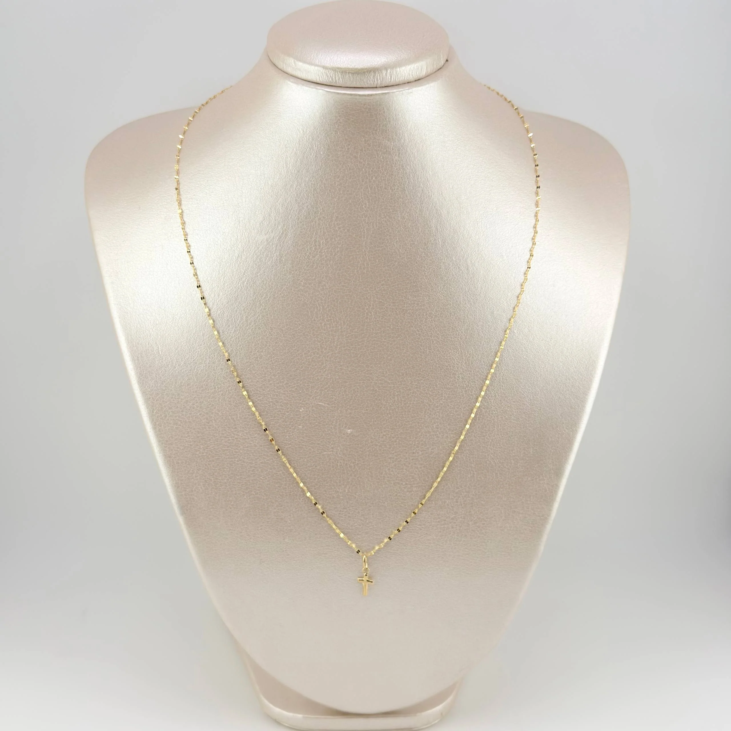 Set Cadena y Dije Flor Espejo + Cruz 1.25gr / 50cm / 1.3mm Oro Amarillo 18K (Oferta) - Image 6