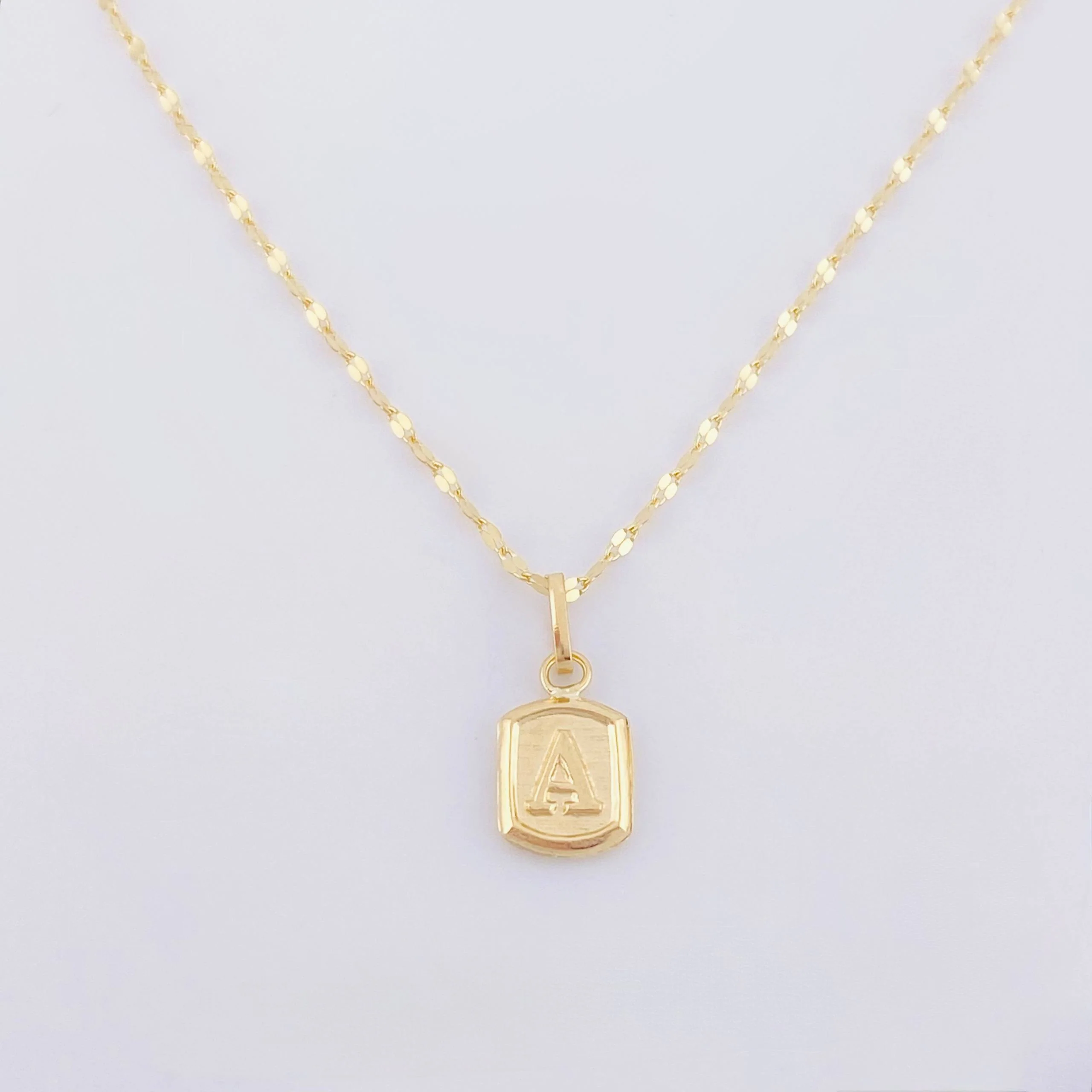 Set Cadena y Dije Flor Espejo + Letra A 1.4gr / 45cm / 1.3mm Oro Amarillo 18K (Oferta) *