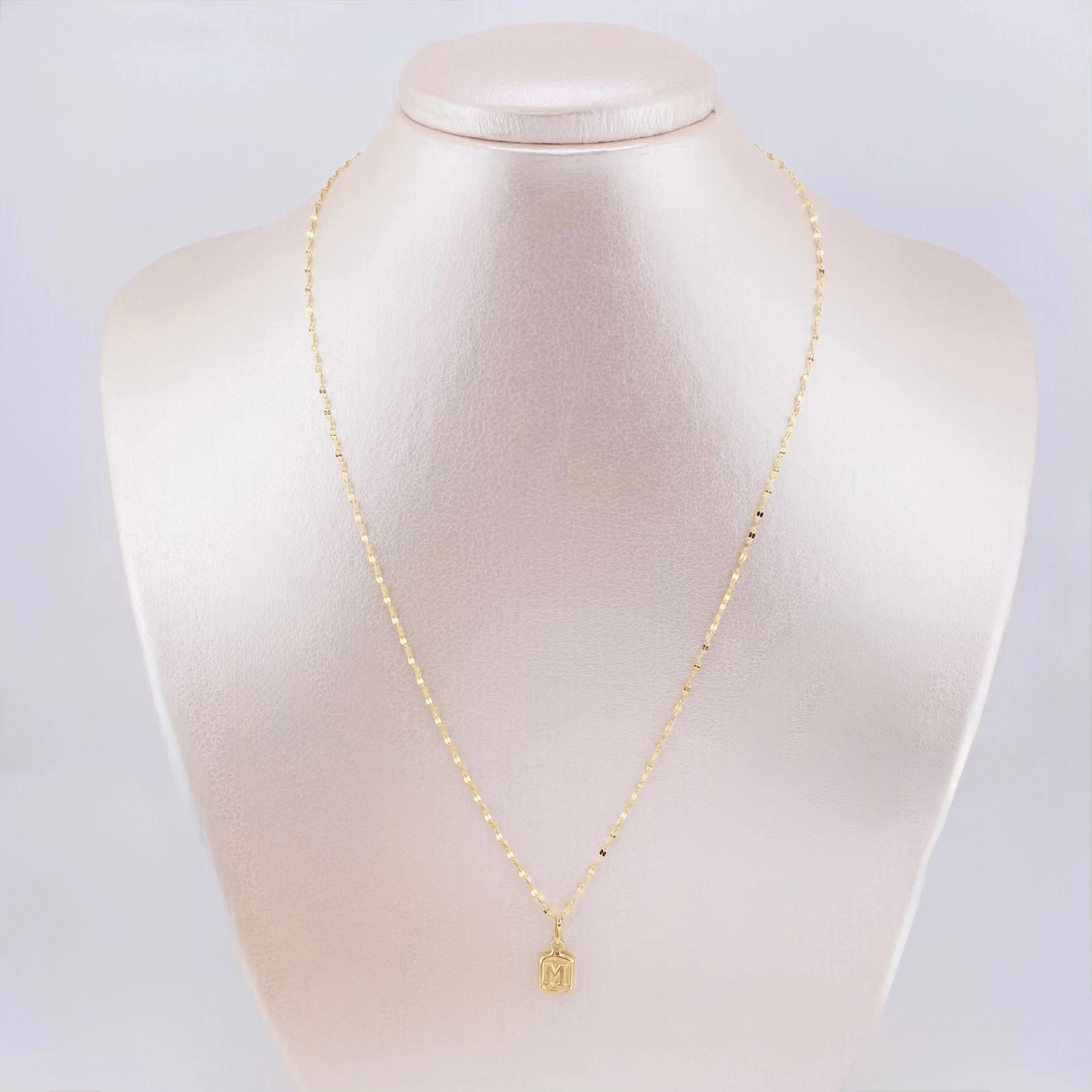 Set Cadena y Dije Flor Espejo + Letra M 1.35gr / 45cm / 1.3mm Oro Amarillo 18K (Oferta) * - Image 5