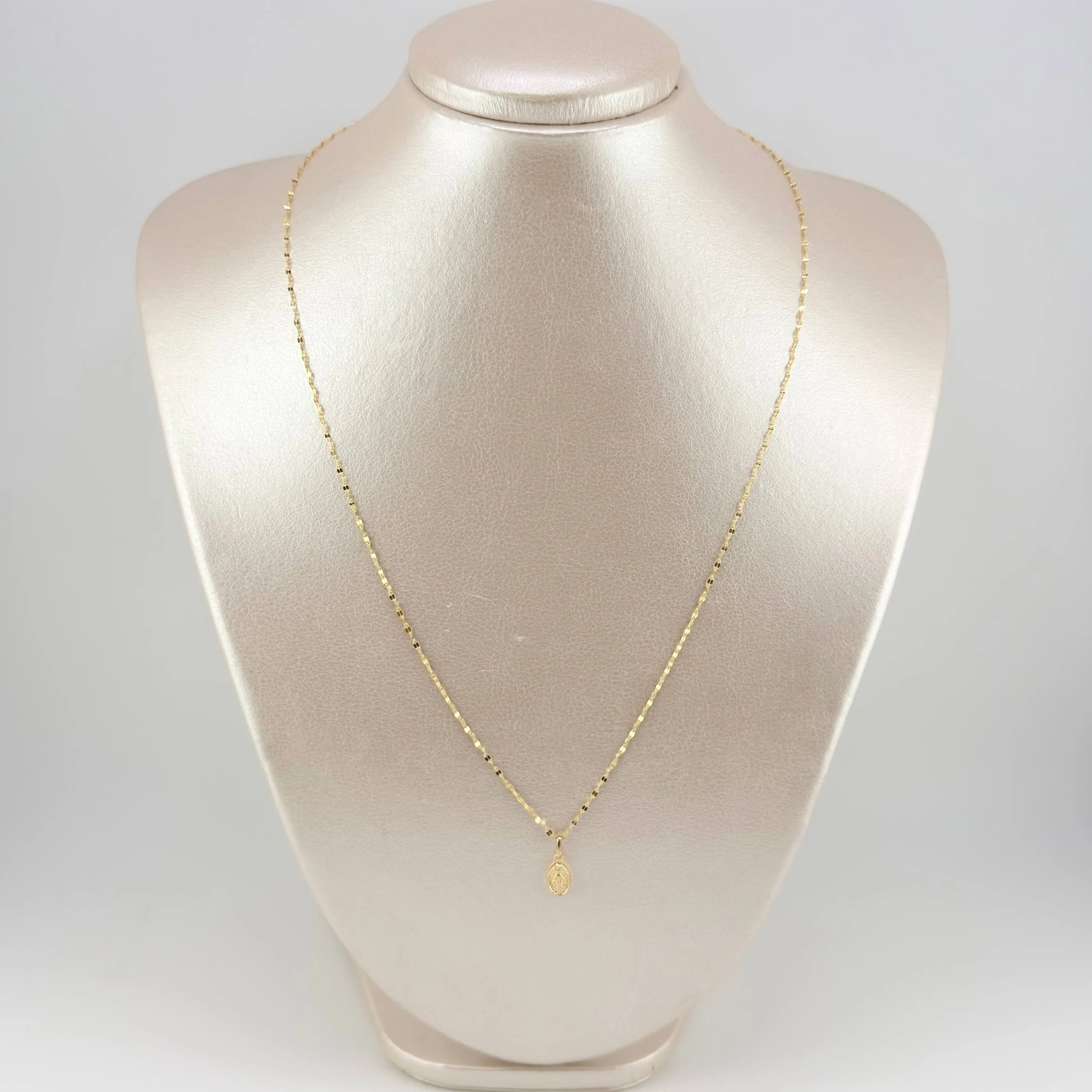 Set Cadena y Dije Flor Espejo + Virgen Milagrosa 1.4gr / 50cm / 1.3mm Oro Amarillo 18K (Oferta) - Image 6