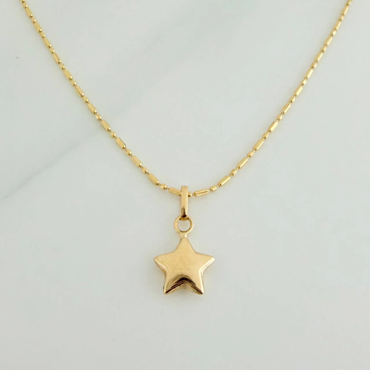 Set Cadena y Dije Morse + Estrella 1.85gr / 45.3cm / 0.73mm Oro Amarillo 18K (Oferta) & - Image 2