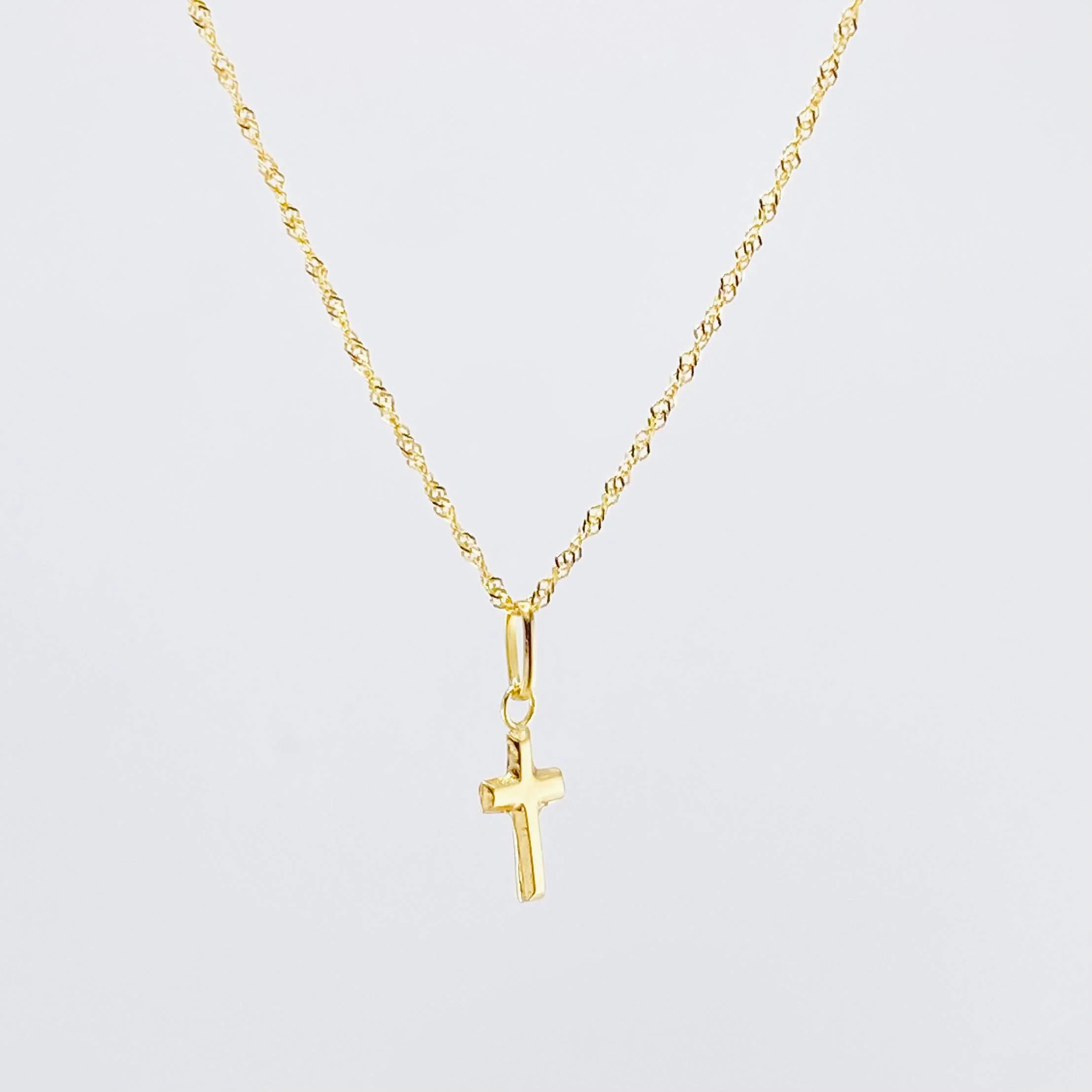 Set Cadena y Dije Singapur + Cruz 1.2gr / 45cm / Oro Amarillo 18K (Oferta) ©