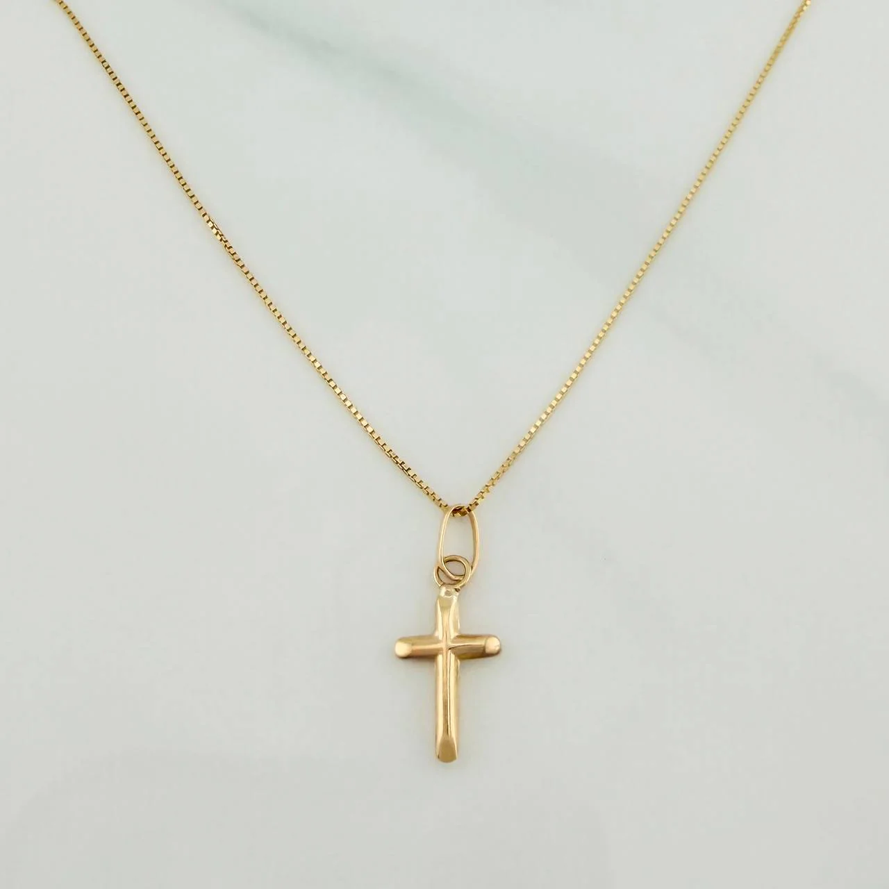 Set Cadena y Dije Veneciana + Cruz 1.2gr / 40cm / 0.55mm Oro Amarillo 18K (Oferta) & - Image 2