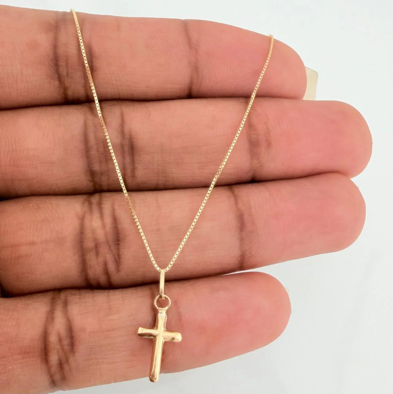 Set Cadena y Dije Veneciana + Cruz 1.2gr / 40cm / 0.55mm Oro Amarillo 18K (Oferta) & - Image 3