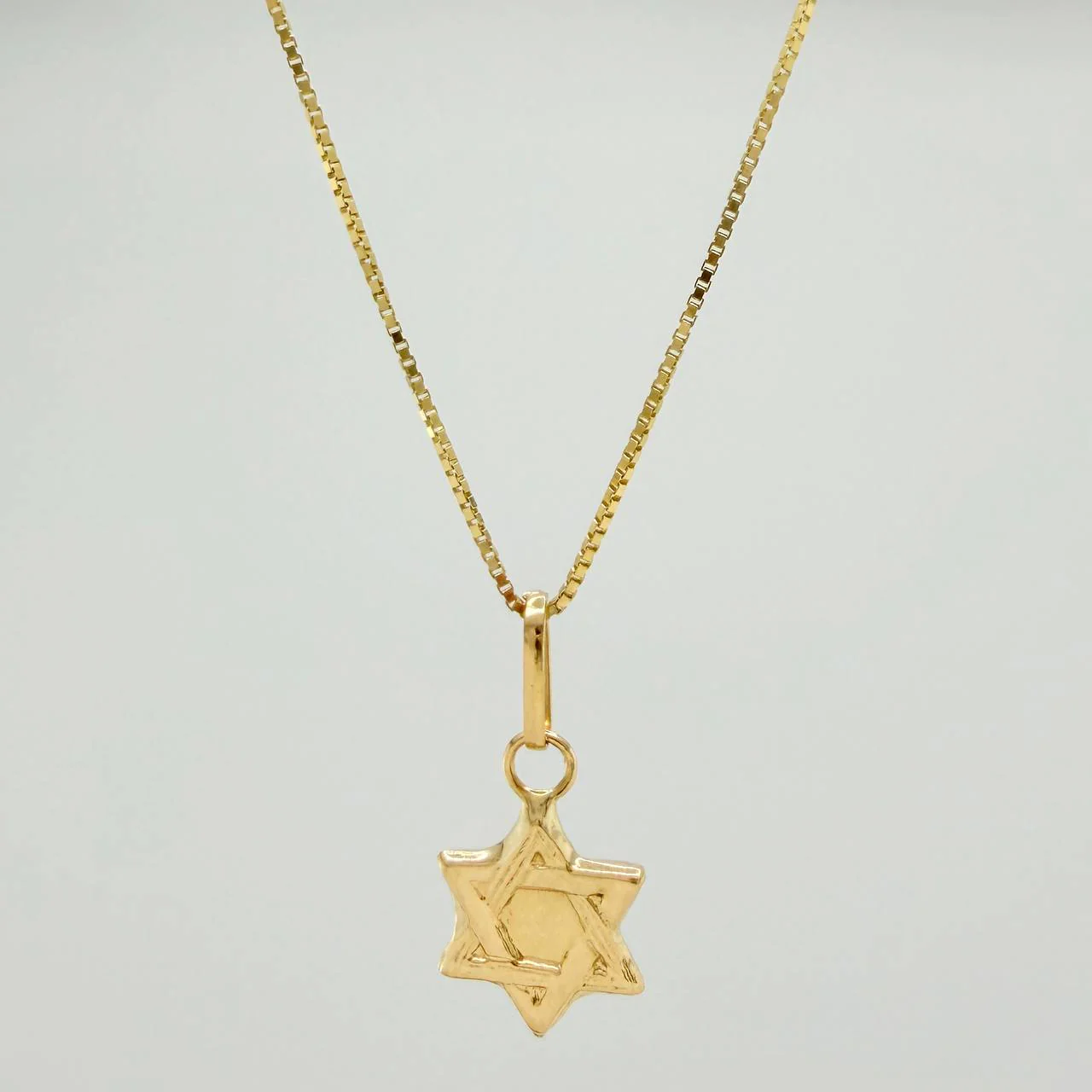 Set Cadena y Dije Veneciana + Estrella David 1.2gr / 45cm / 0.5mm Oro Amarillo 18K (Oferta) &