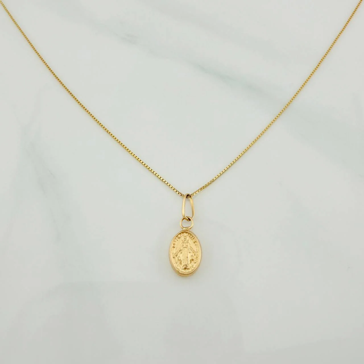 Set Cadena y Dije Veneciana + Virgen Milagrosa 1.3gr / 40cm / 0.53mm Oro Amarillo 18K (Oferta) & - Image 2