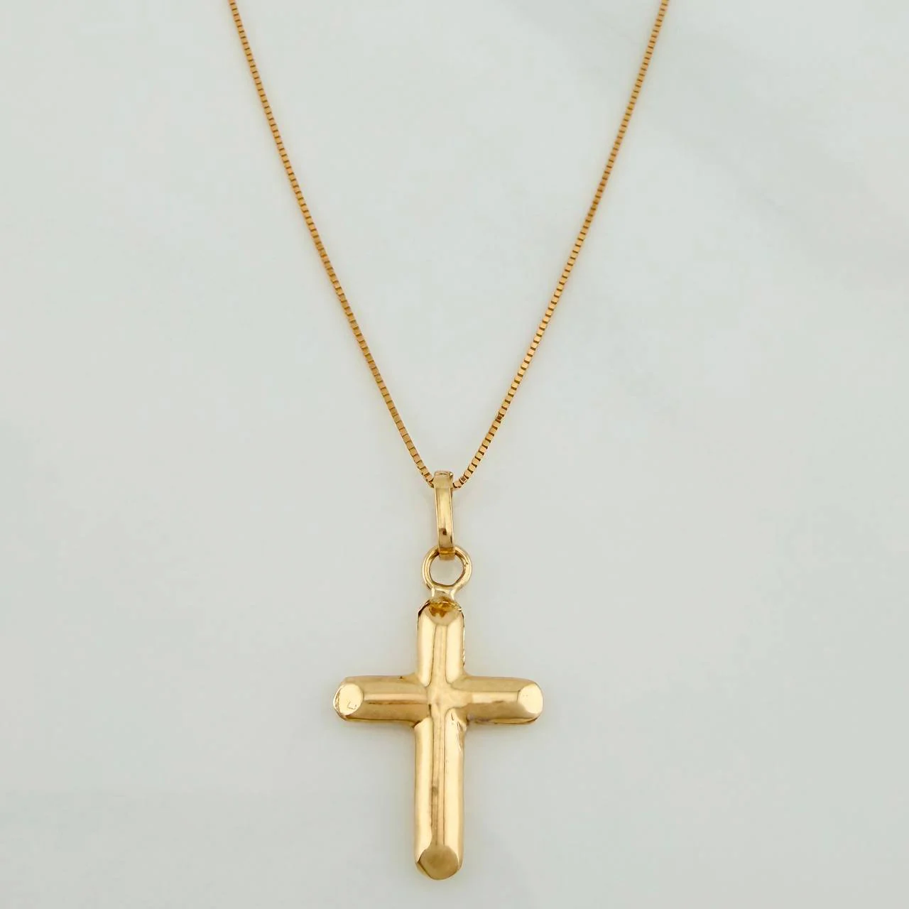 Set Cadena y Dije Veneciana+Cruz 1.35gr / 45.3cm / 0.35mm Oro Amarillo 18K (Oferta) $ - Image 2