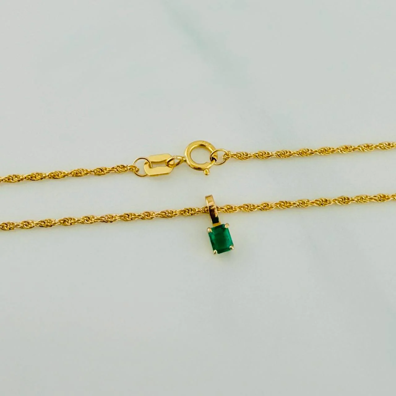 Set Lazo+Rectangular Esmeralda 1.1gr / 50cm / 1.2mm Oro Amarillo 18K & - Image 3