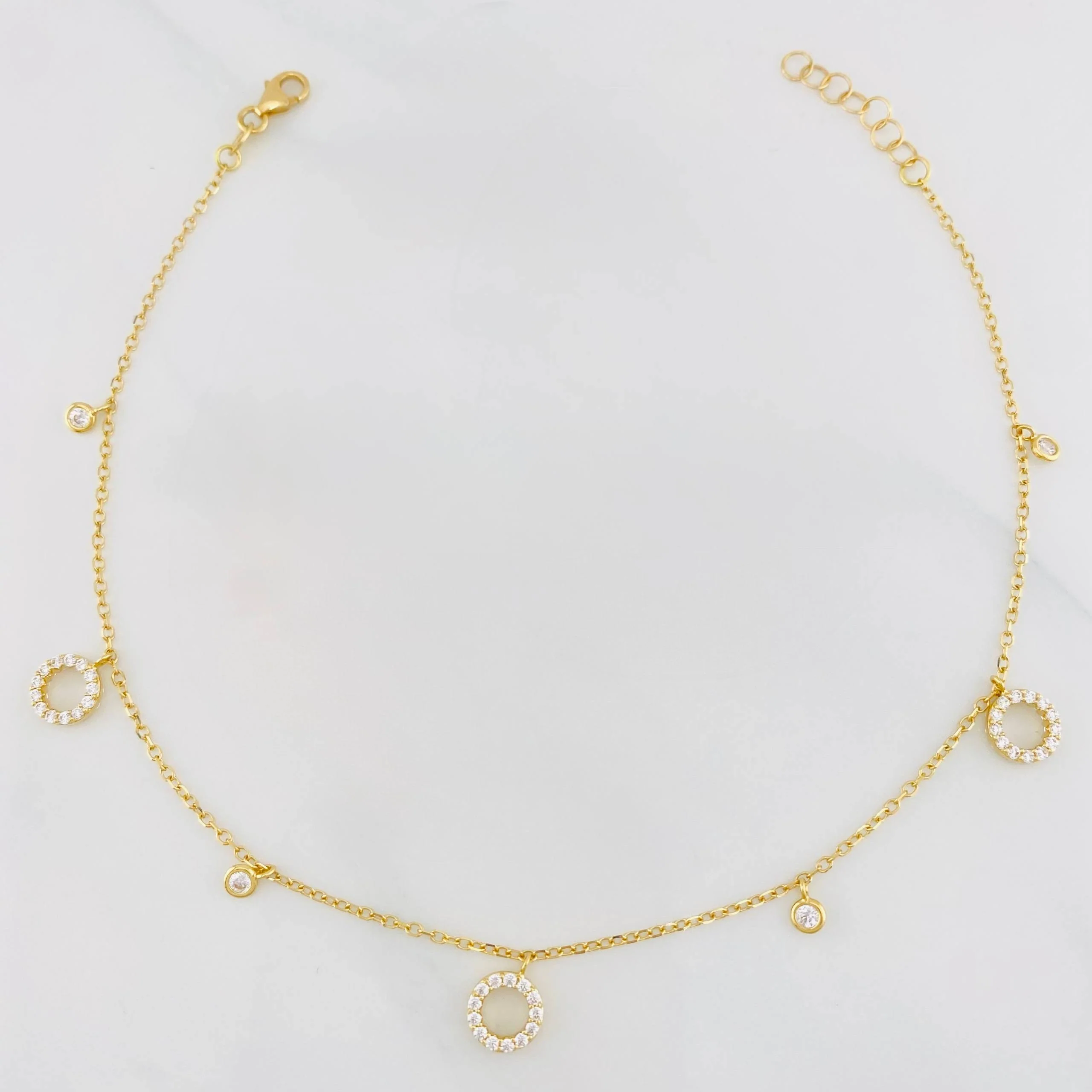 Tobillera Aro seguido círculos 3g / 25cm-23cm / 1.3mm Oro Amarillo 18K