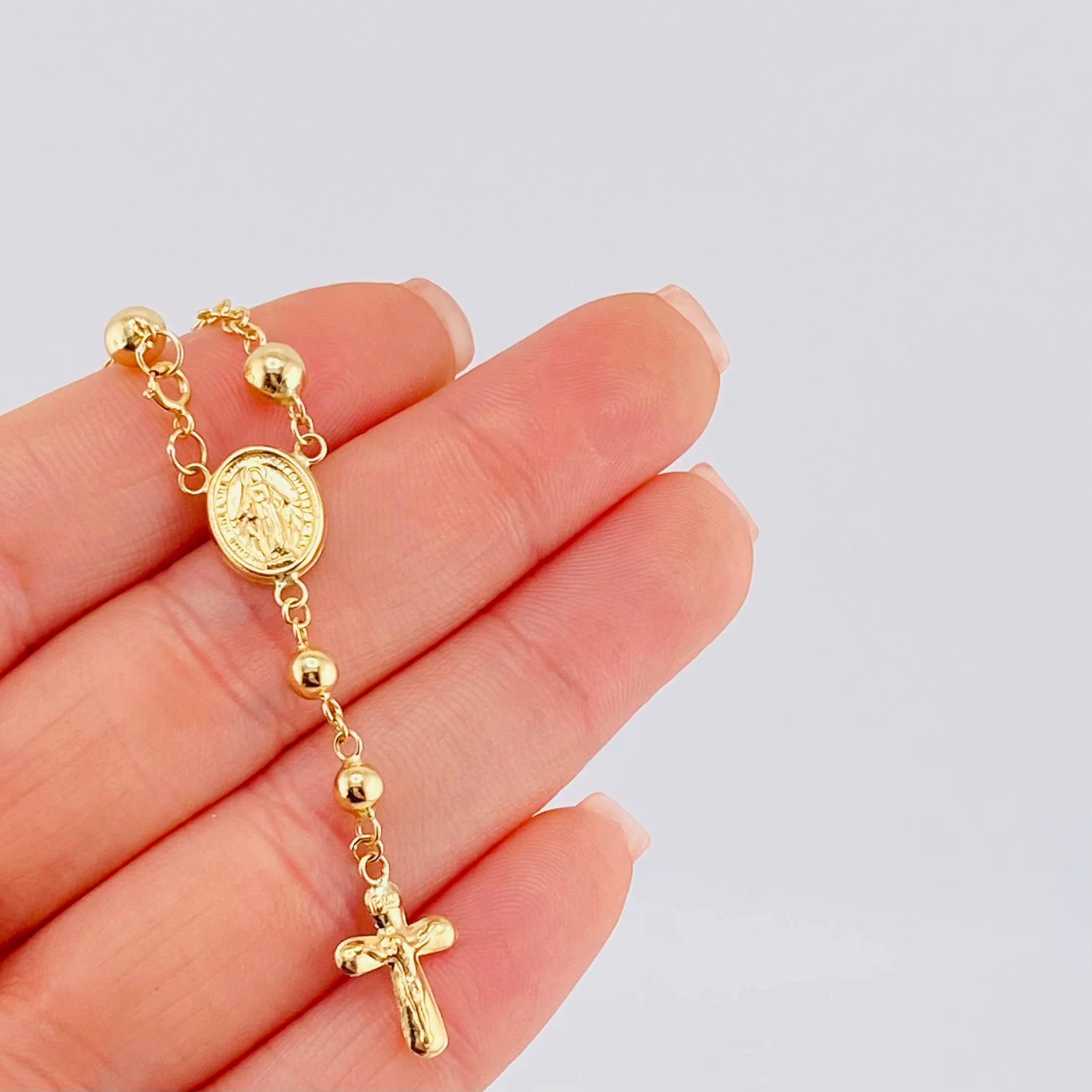 Tobillera Denario Virgen Milagrosa 4.15gr / 23cm / 3.9mm Oro Amarillo 18K - Image 3