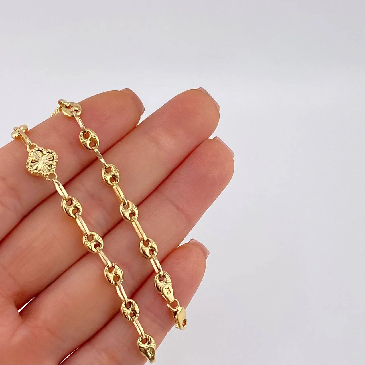 Tobillera Gc Trebol Diamantada 6.25 g / 23 cm / 4.8 mm Oro Amarillo 18K - Image 3