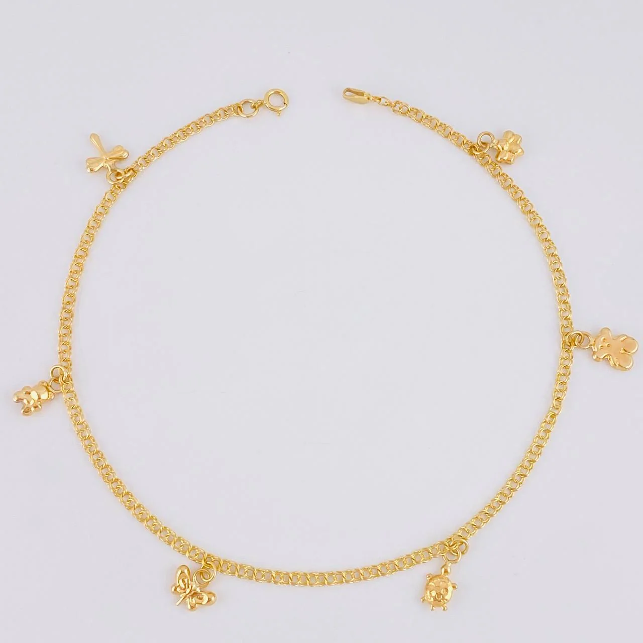 Tobillera Roll On Dijes 3.6 g / 25.6 cm / 2.3 mm Oro Amarillo 18K