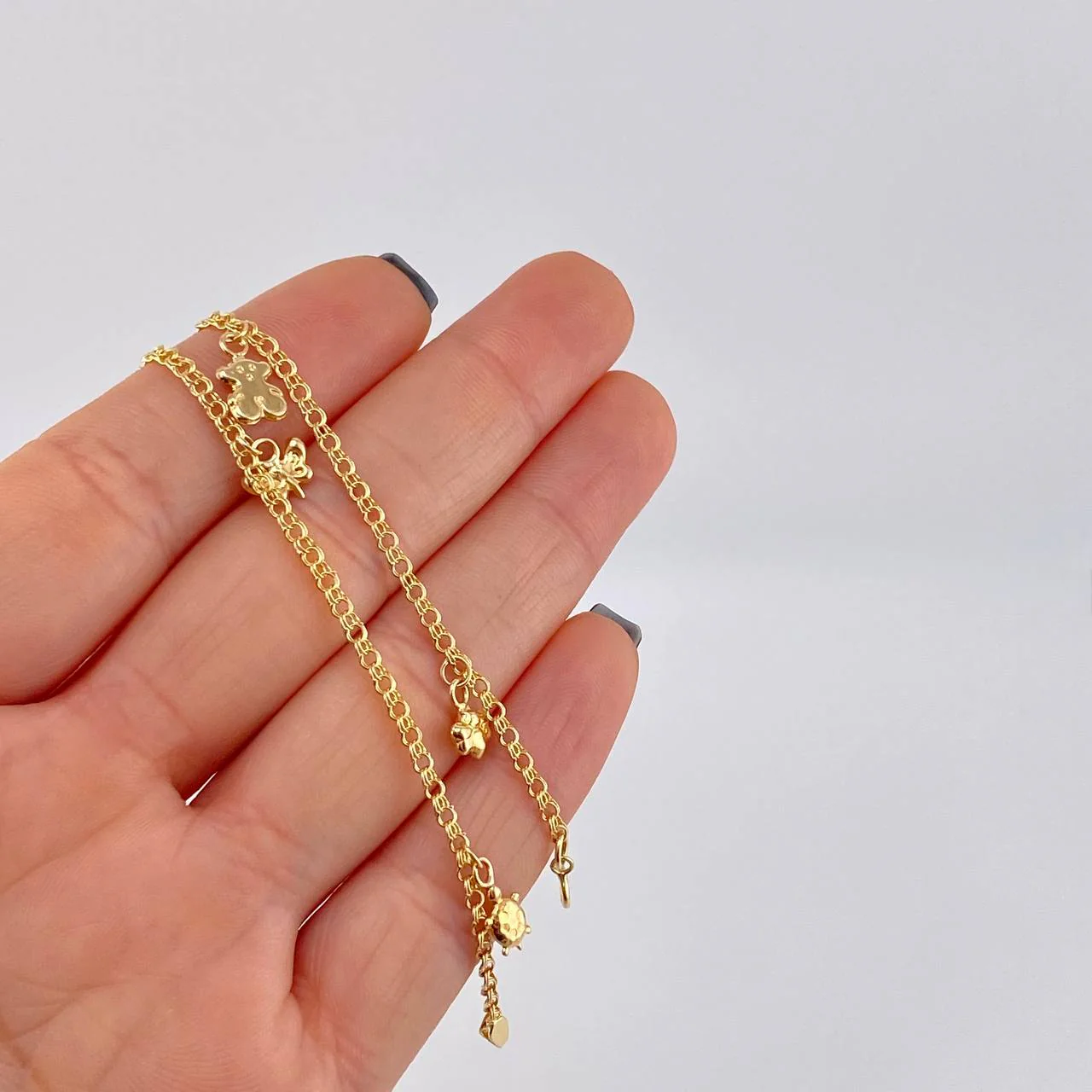 Tobillera Roll On Dijes 3.65 g / 26.5 cm / 2.3 mm Oro Amarillo 18K - Image 4