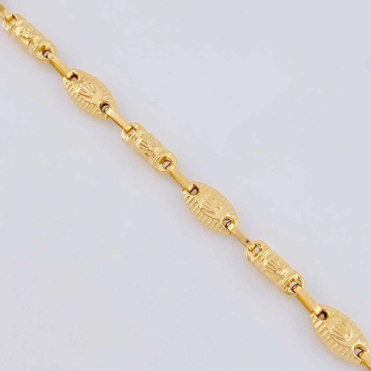 Tobillera Rustica Barril Corona Rayada 5.85 g / 24.6 cm / 5.5 mm Oro Amarillo 18K - Image 2